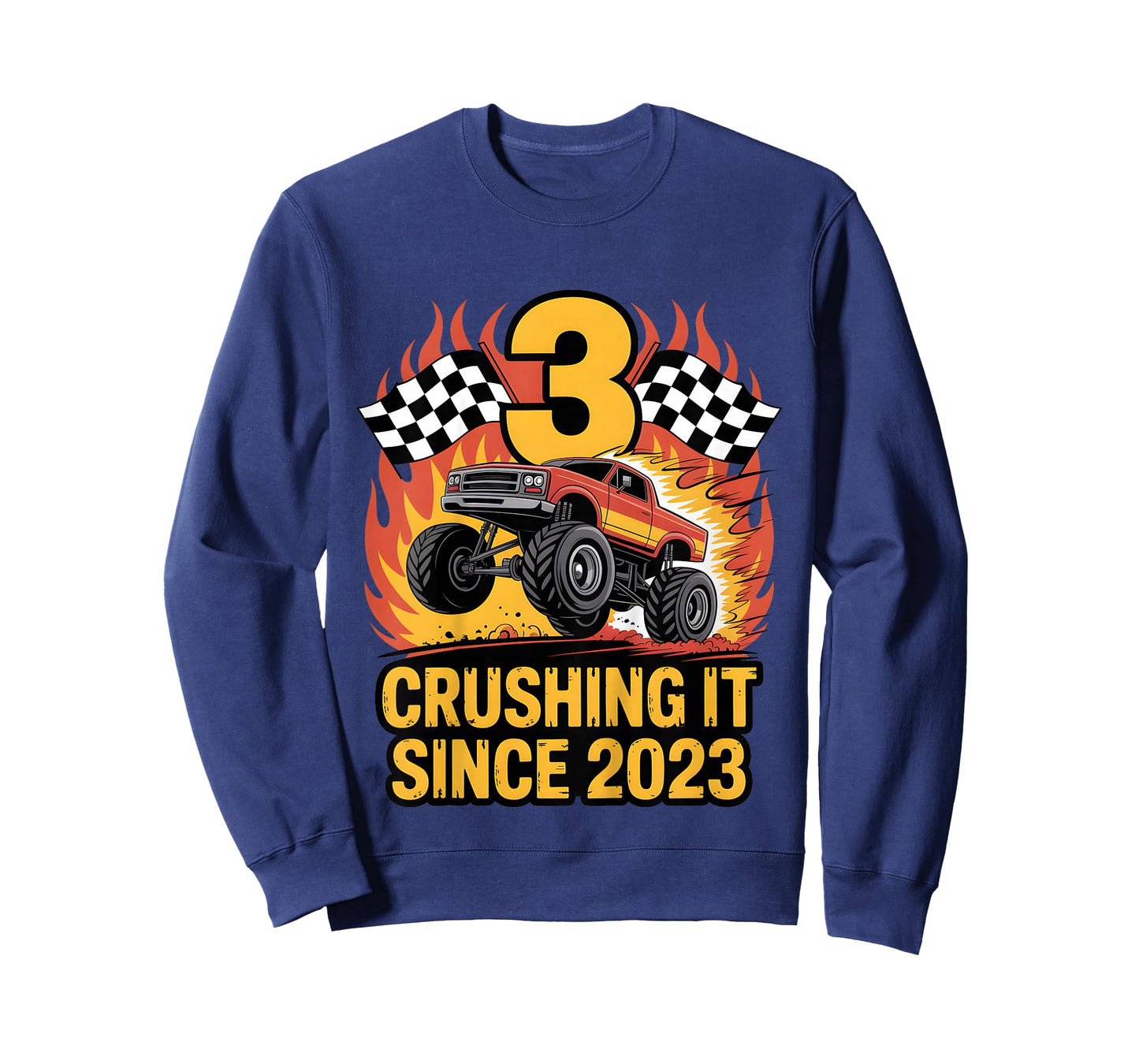 Crushing It Since 2023 Monster Truck 3 Year Old Birthday Boy T-Shirt