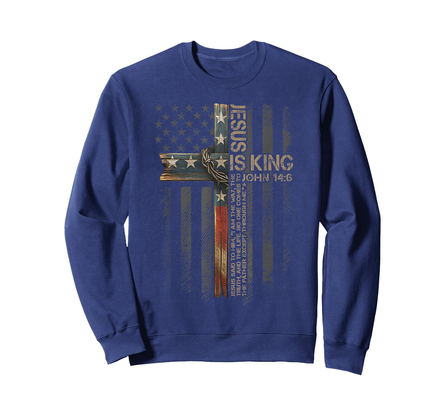 Jesus is King American Flag Christian Cross Faith Vintage T-Shirt