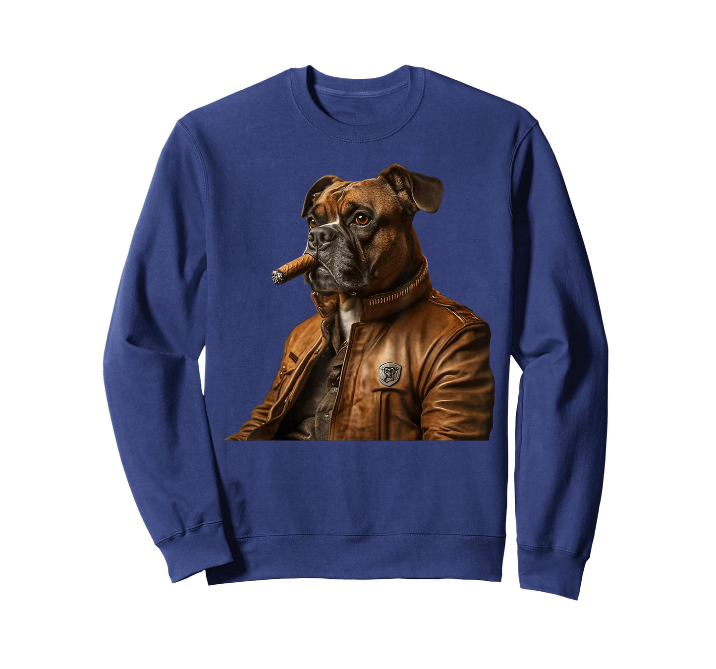 Cigar Boxer Funny Dog Wearing Leather Jacket Smoking Cigar T-Shirt