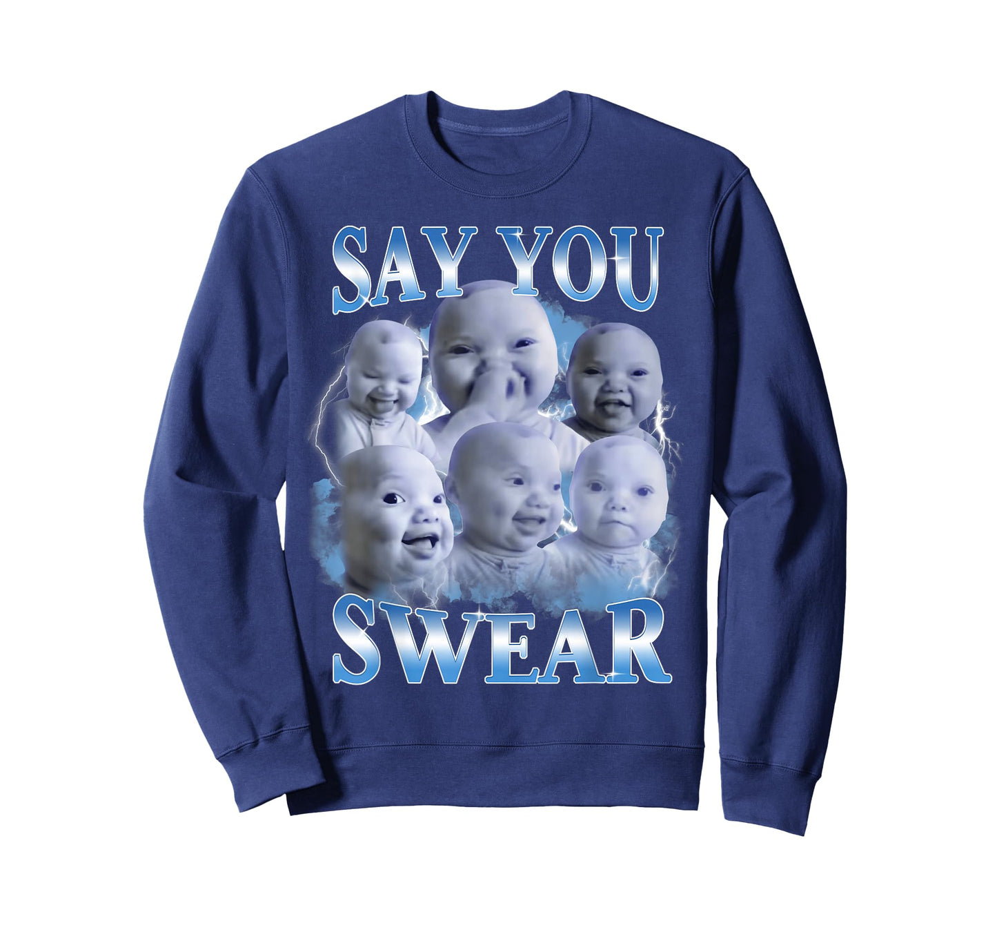 Say You Swear AI Niche Baby Holding Back Laugh Genz Meme T-Shirt