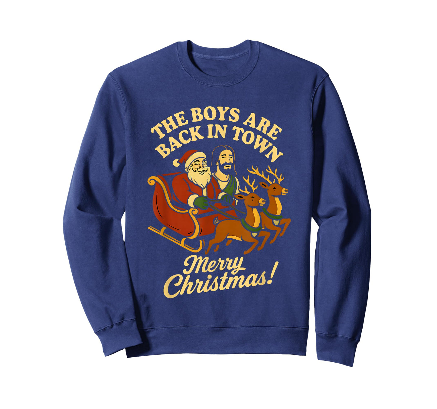 The Boys are Back in Town Christmas Jesus and Santa Funny T-Shirt