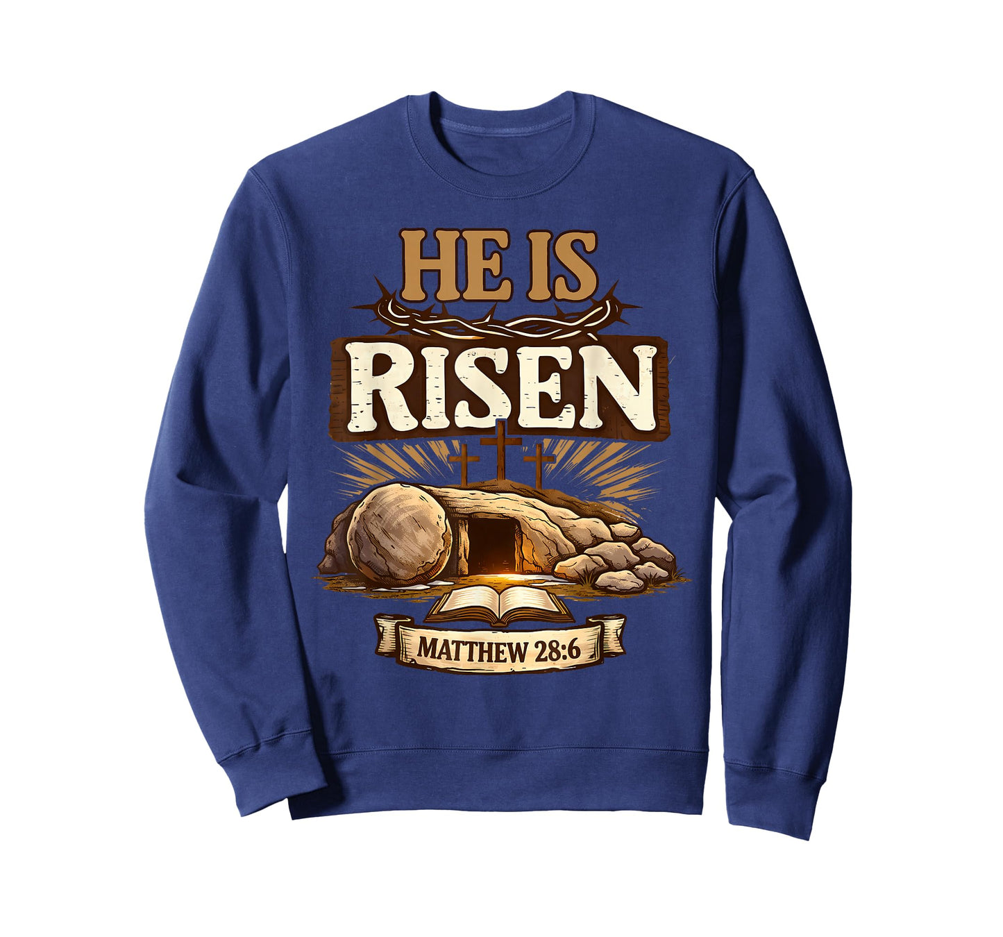 Cross He is Risen Jesus Religious Easter Christian Men Women T-Shirt