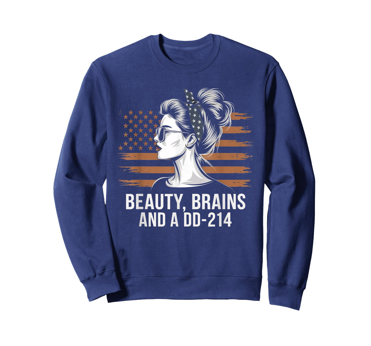 Beauty Brains and A DD-214 Strong Veteran Woman American T-Shirt