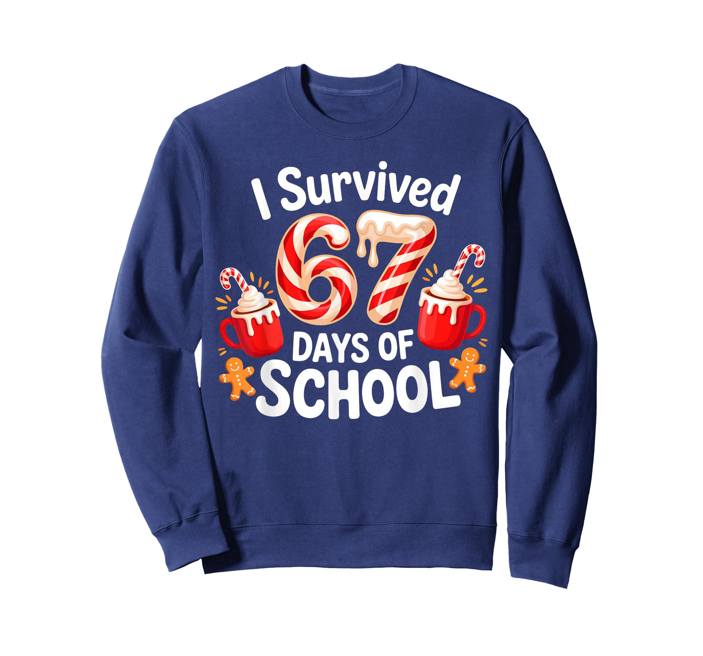 I Survived 67 Days of School Christmas Candy Cane Six Seven T-Shirt