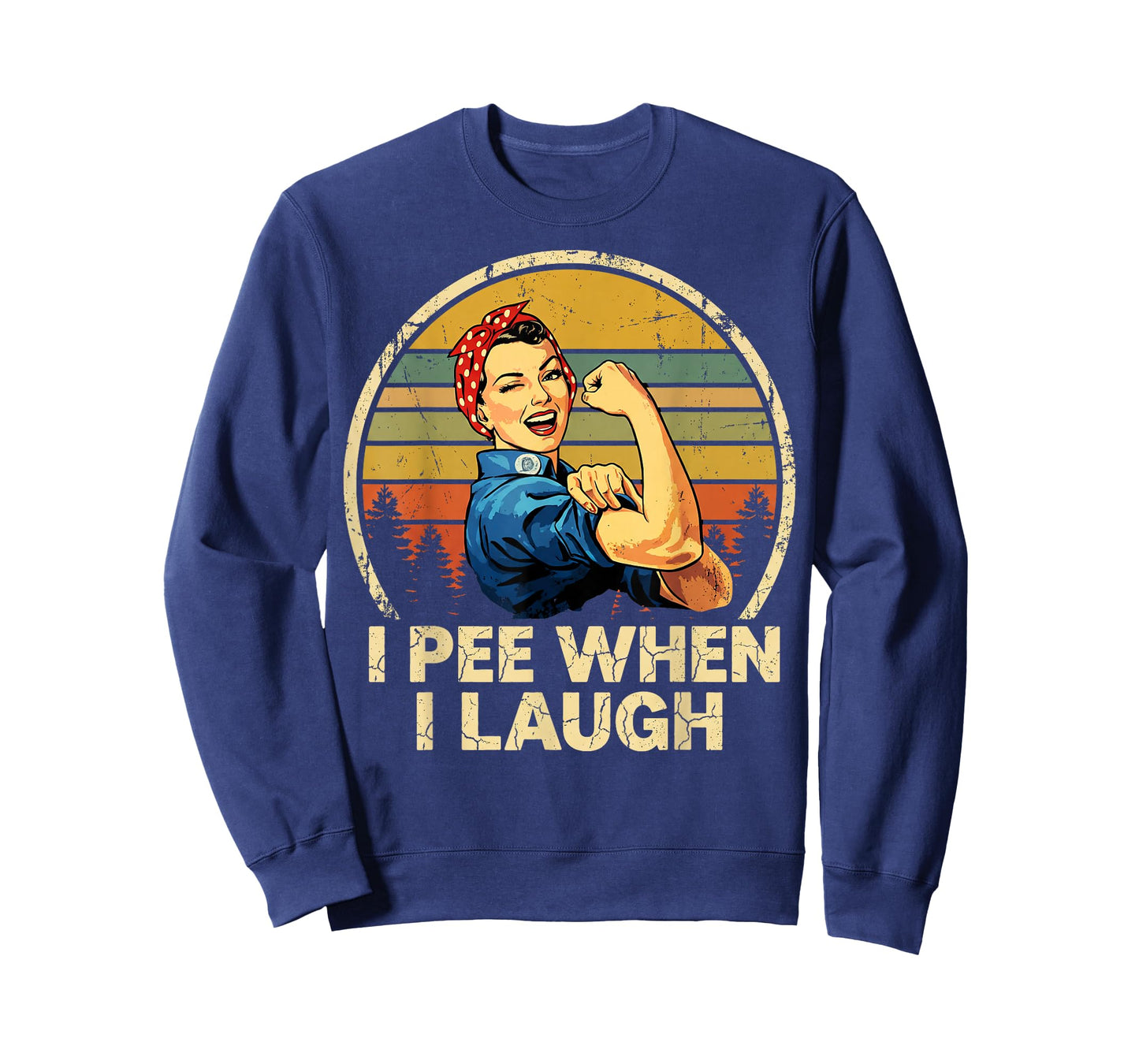 Funny I Pee When I Laugh Retro Woman Winking Sunset T-Shirt