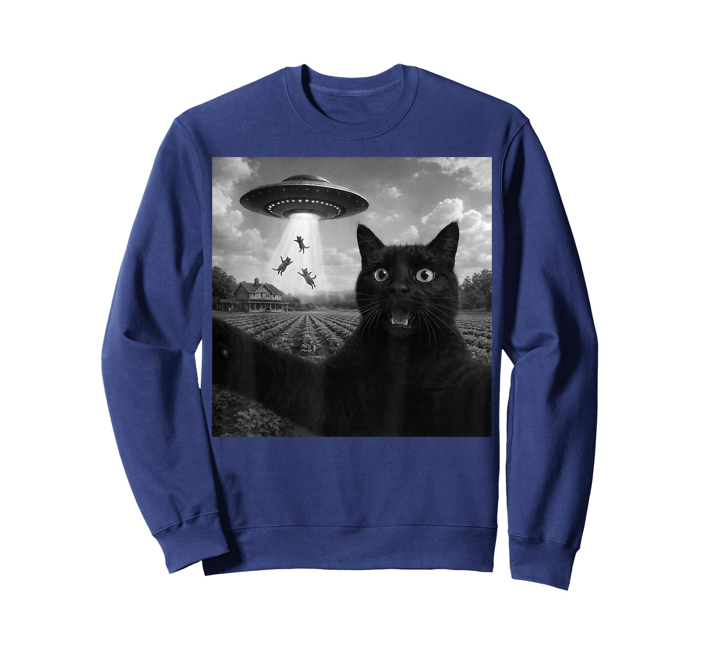 Cat Selfie with Alien UFO Funny Cats Gifts Boy Men Women Kid T-Shirt