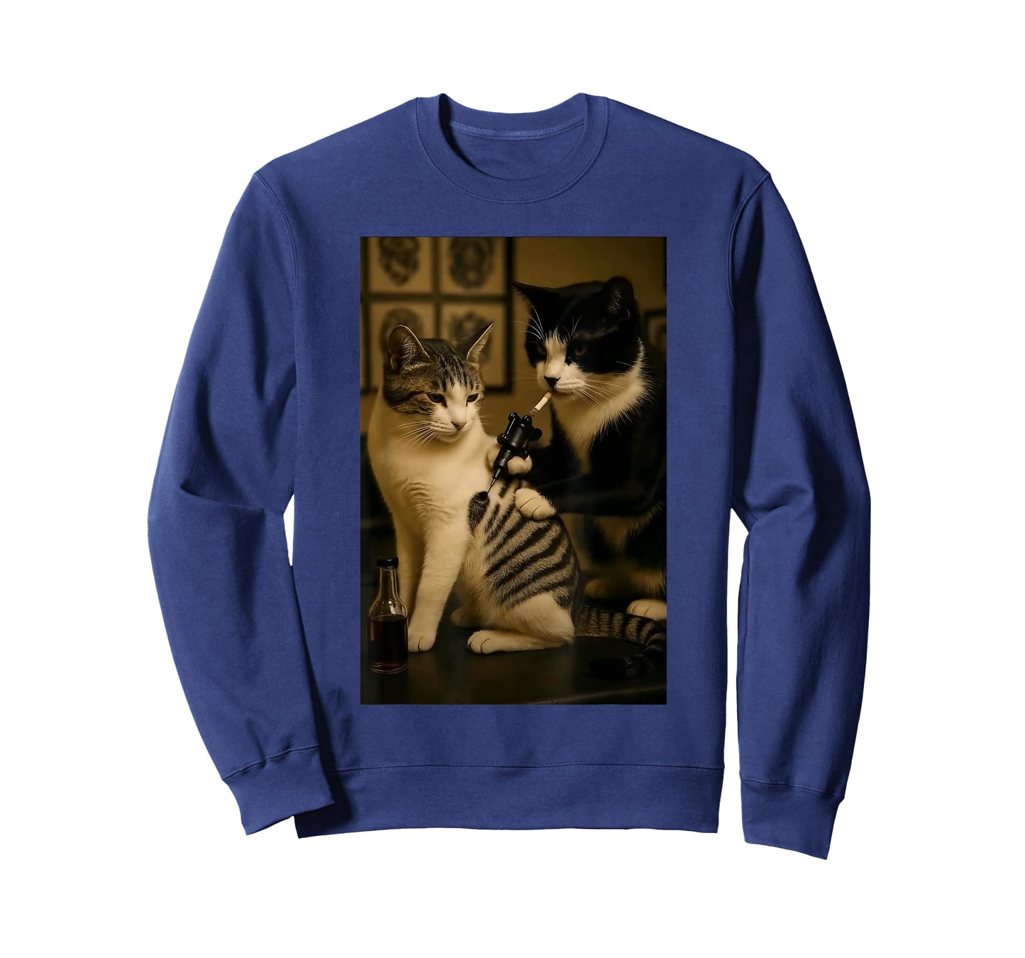 Vintage Cat Smoking Tattoo Inked Kitty Artist Funny Meme T-Shirt