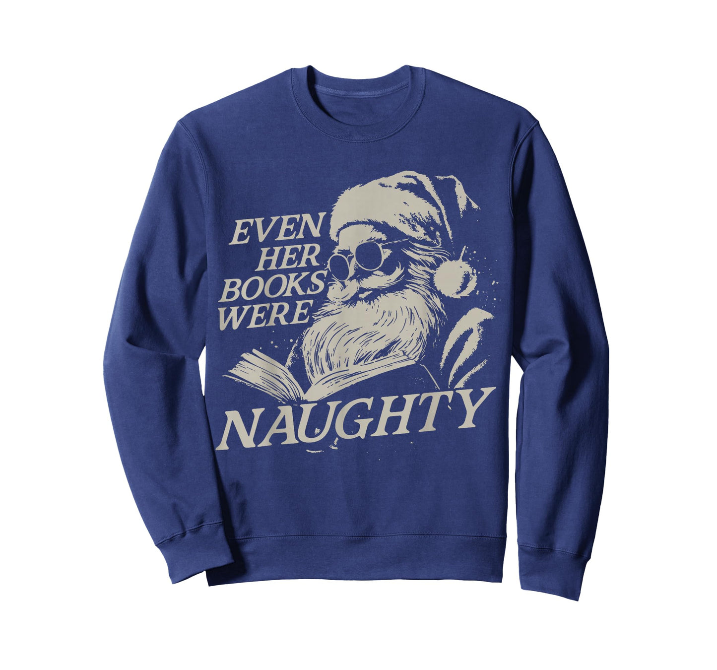 Even Her Books were Naughty Funny Santa Reading Christmas T-Shirt