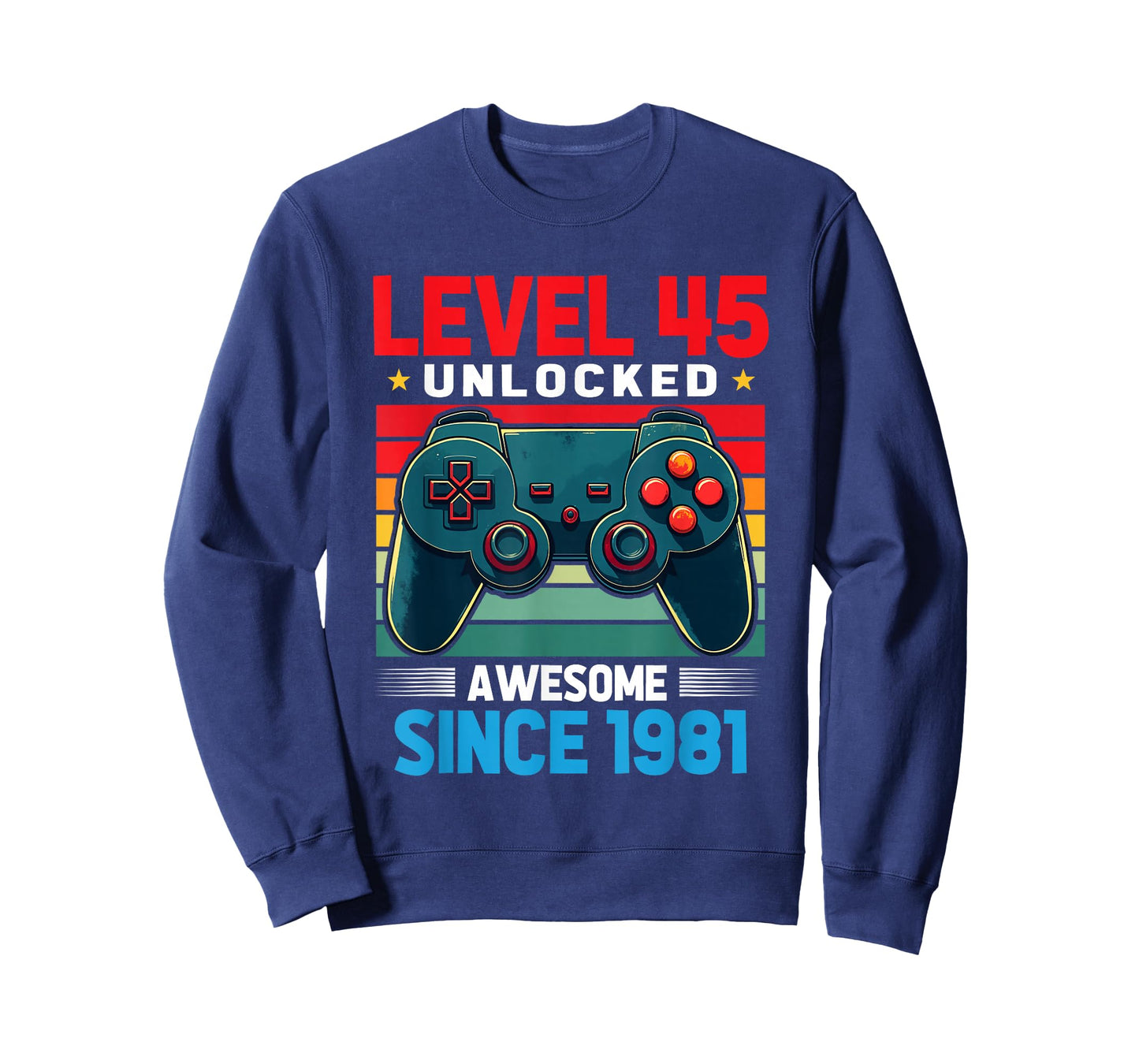 Level 45 Unlocked Awesome Since 1981 45th Birthday Gaming T-Shirt