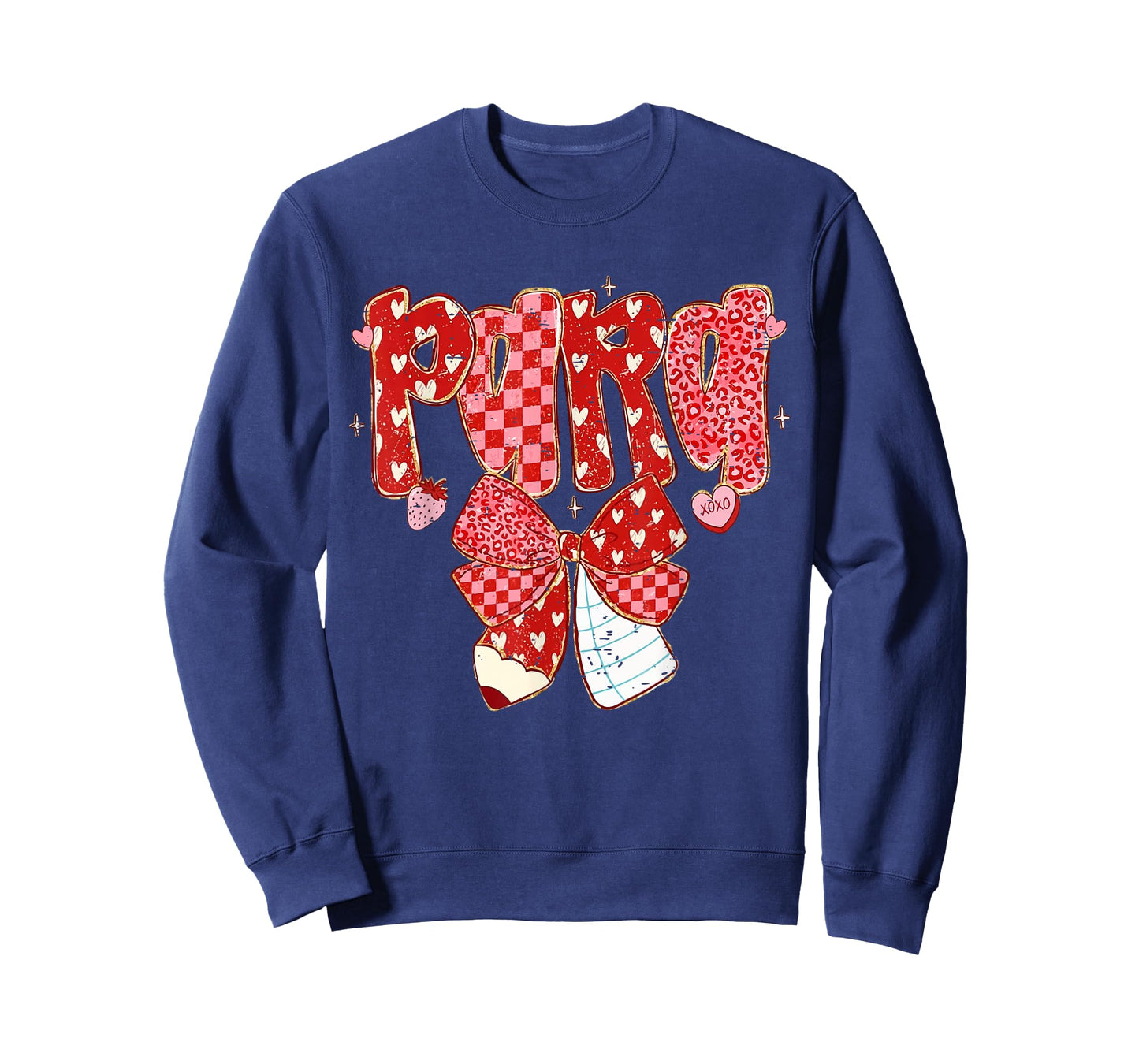 Retro Checkered Coquette Bow Pencil para Teacher Valentine T-Shirt