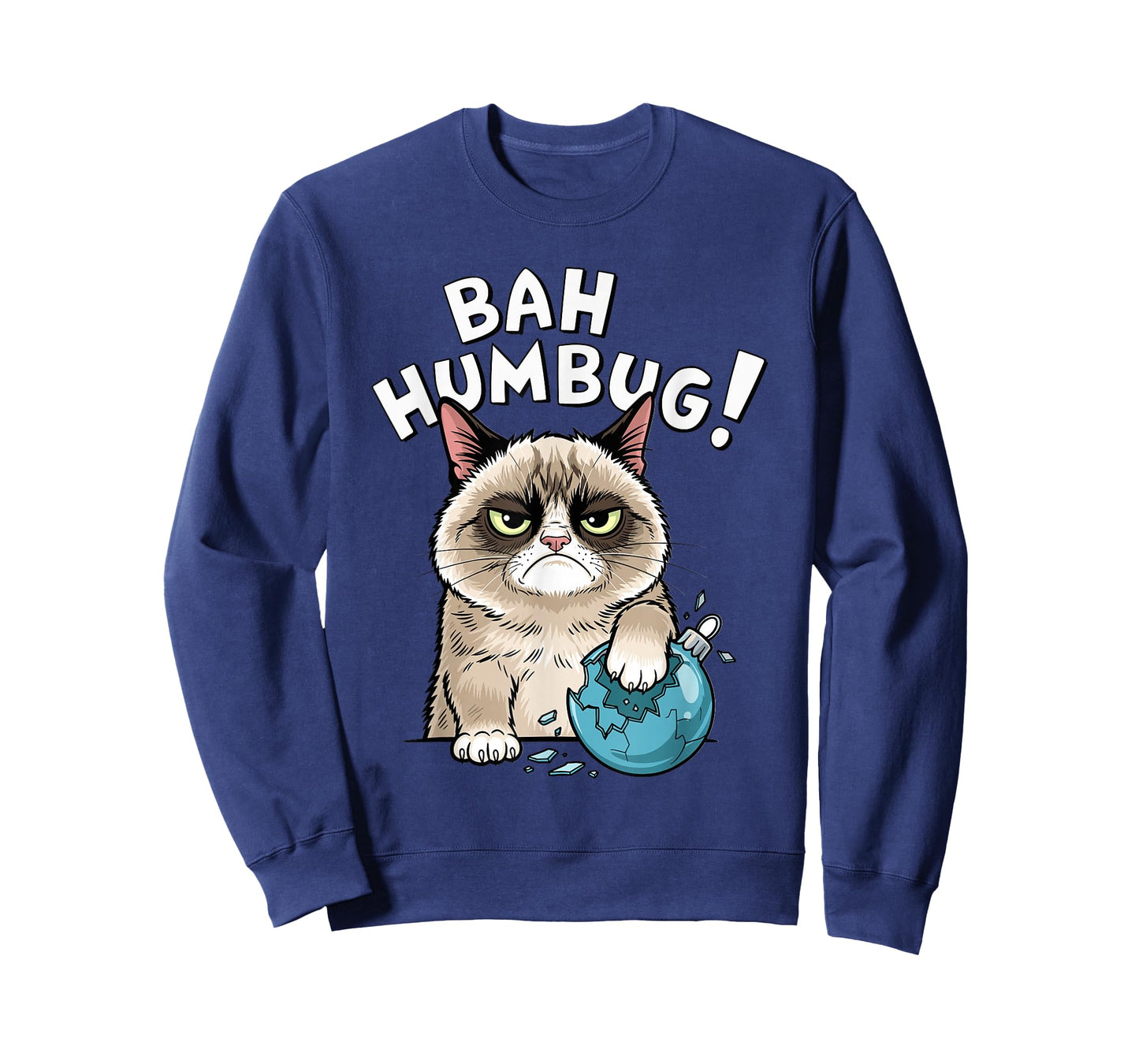 Bah Humbug Funny Bad Cat Christmas Hater Cat Lover Xmas T-Shirt