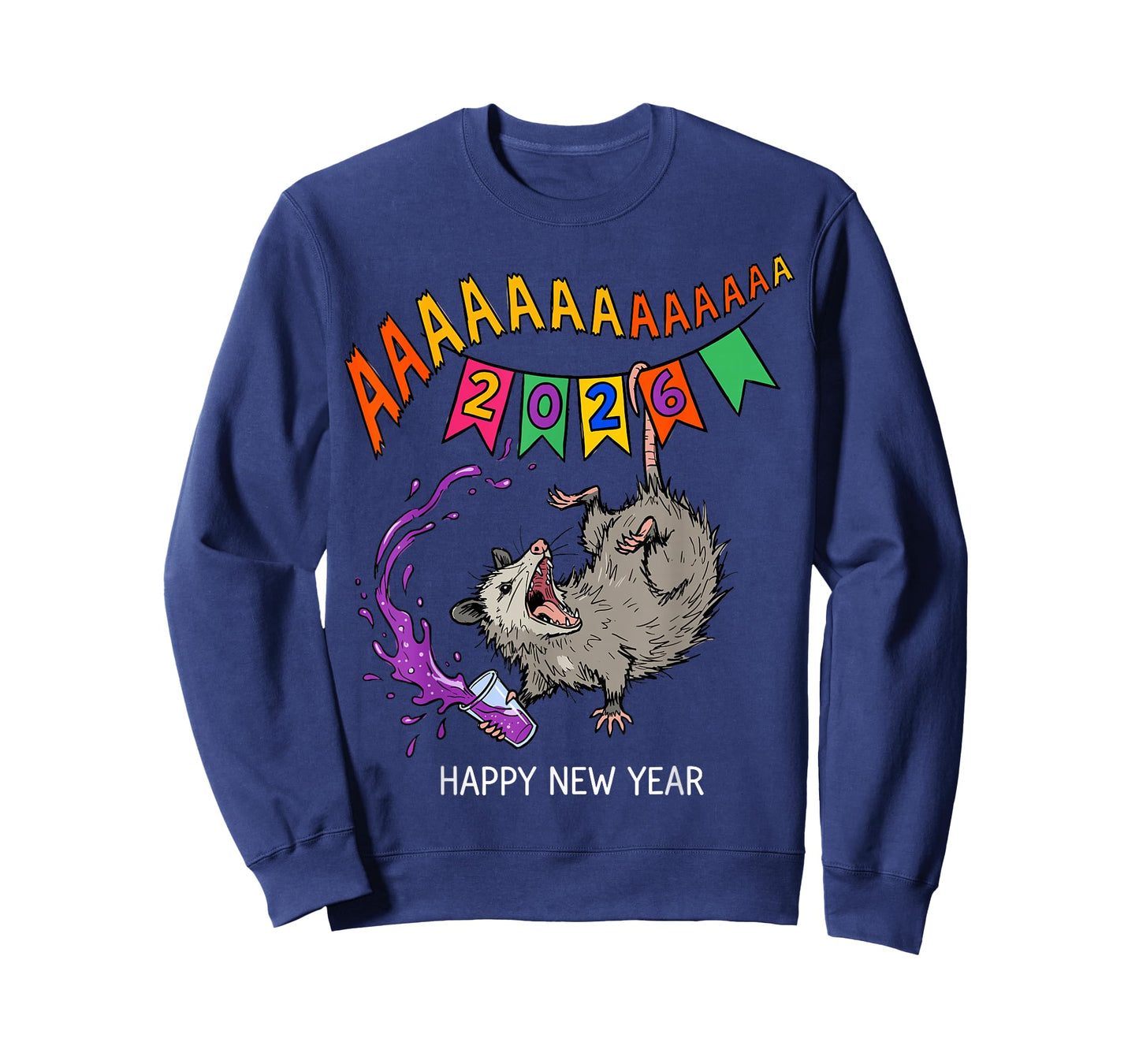 Screaming Opossum 2026 Chaotic New Year T-Shirt