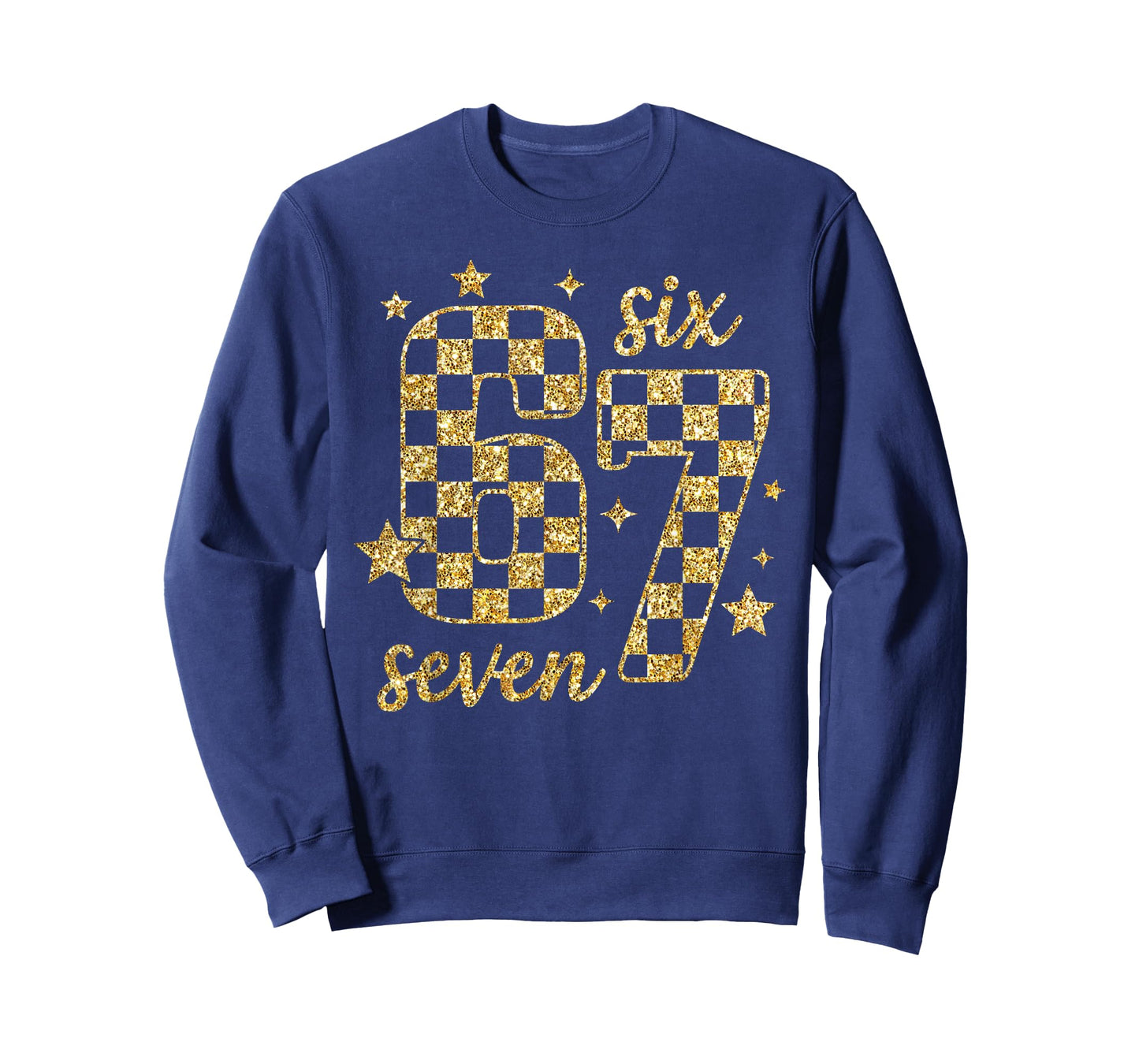 Funny Gold Checkered Six Seven Meme 67 Bling Bling Teacher T-Shirt
