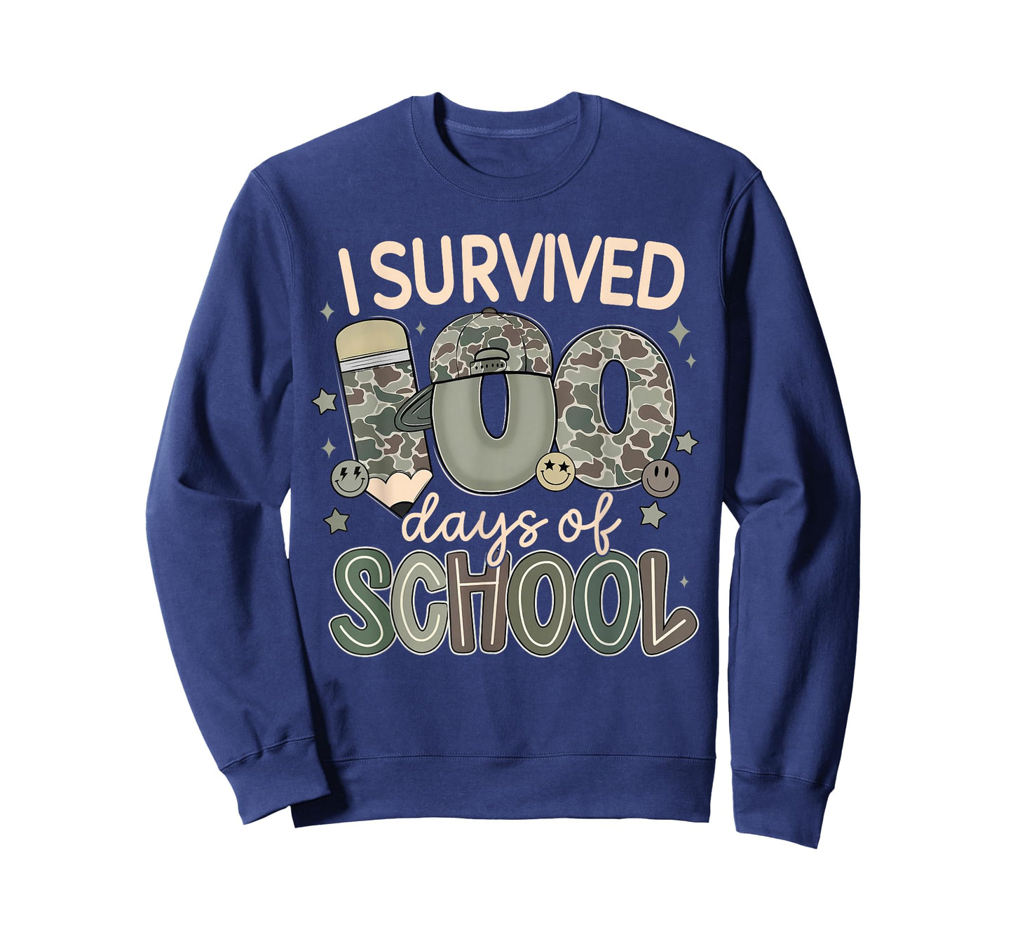 I Survived 100 Days of School Camouflage Student Teacher T-Shirt