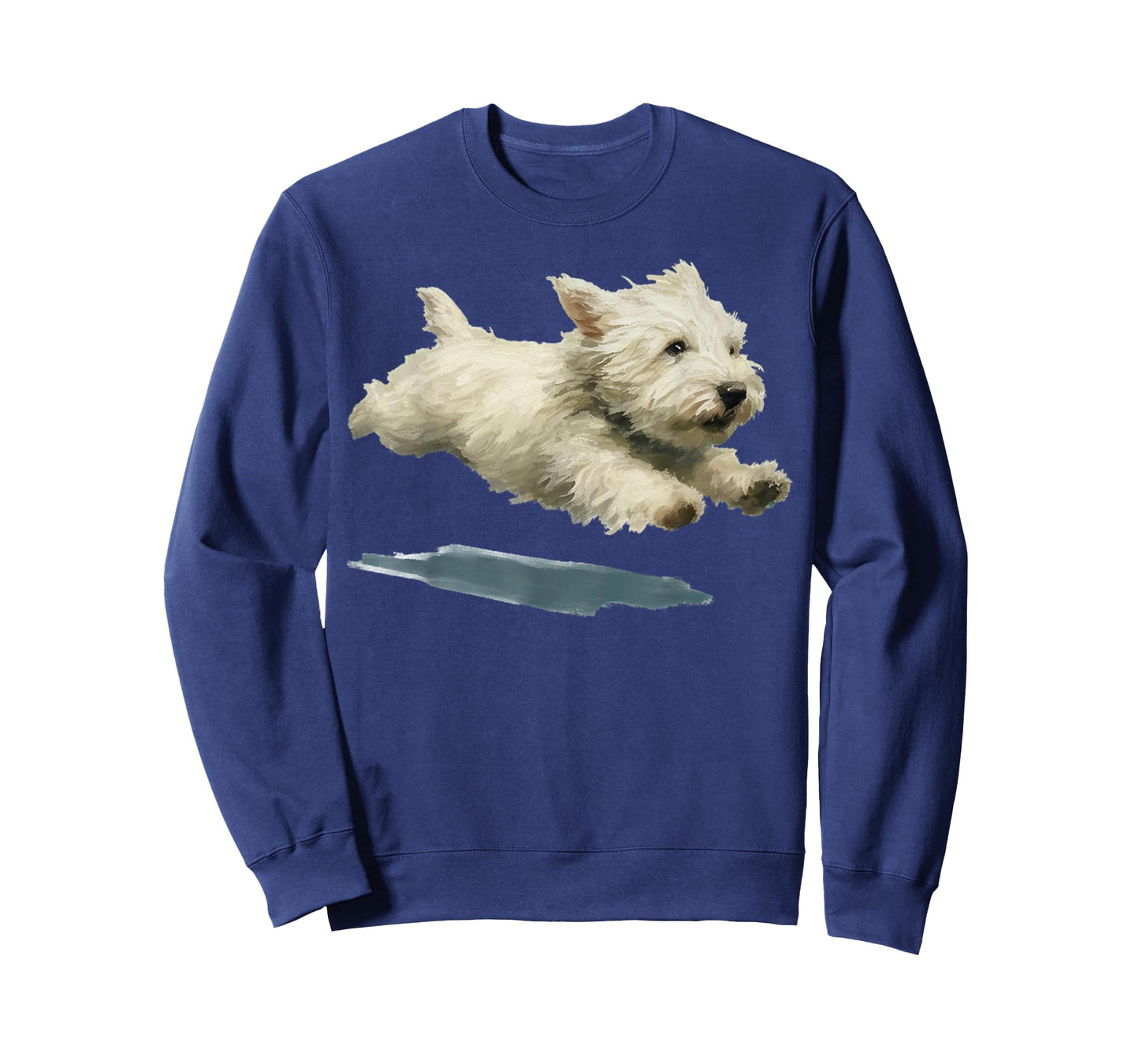 Funny Running Dog Art Print Cute Westie Dog T-Shirt