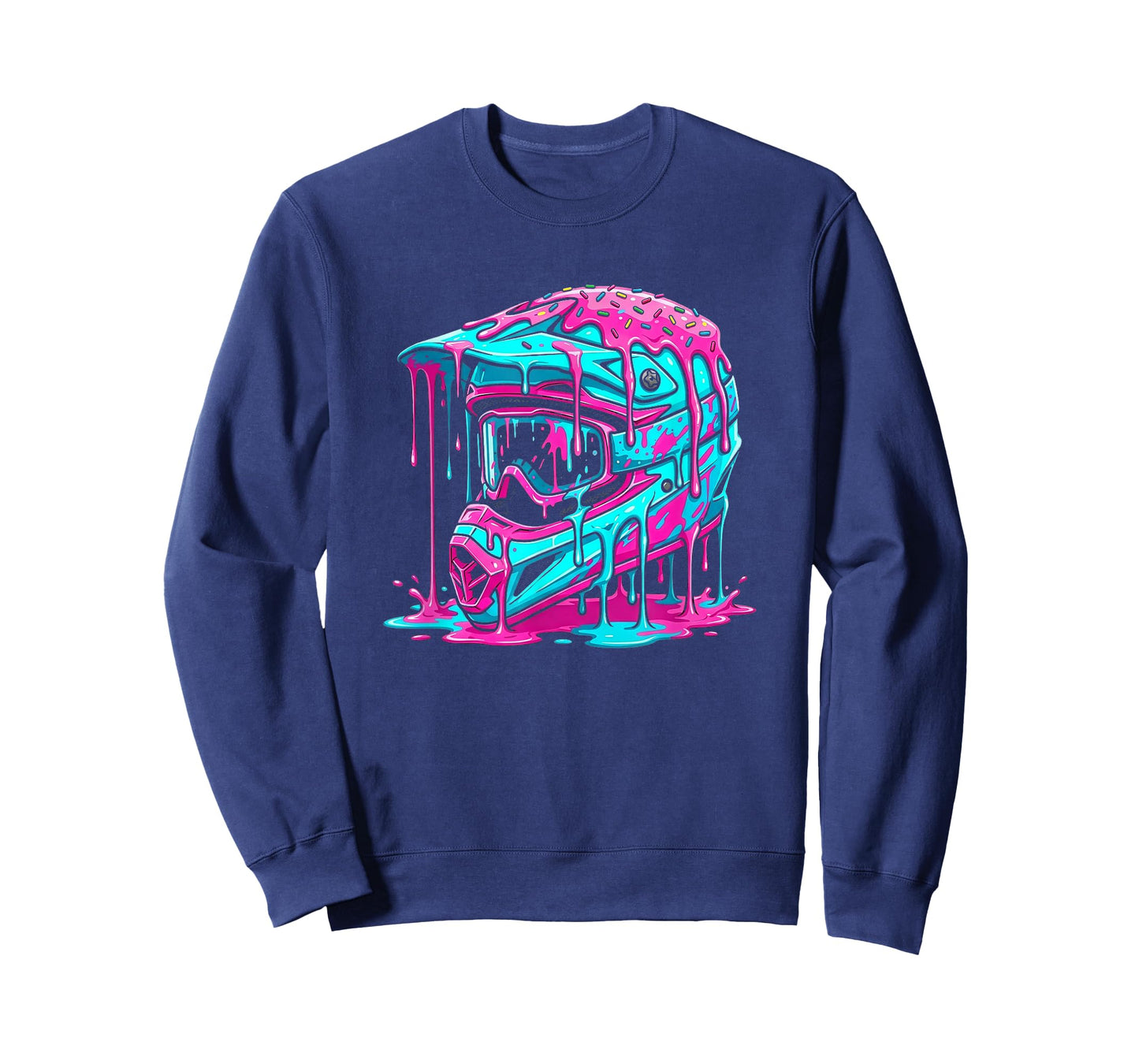 Motocross Helmet Drip Melt Graphic Dirt Bike Racing T-Shirt