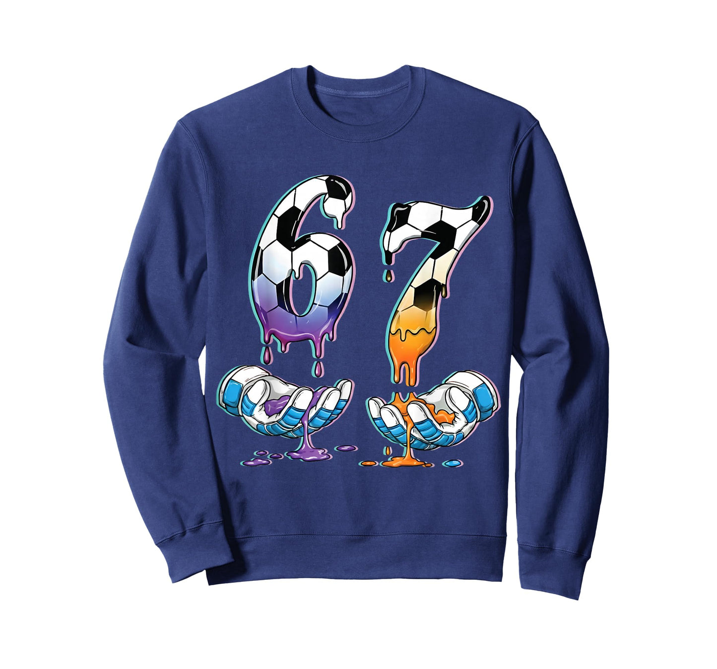 Soccer 67 Hands 6 7 Meme 6-7 Boys Teens Kids Dripping Soccer T-Shirt
