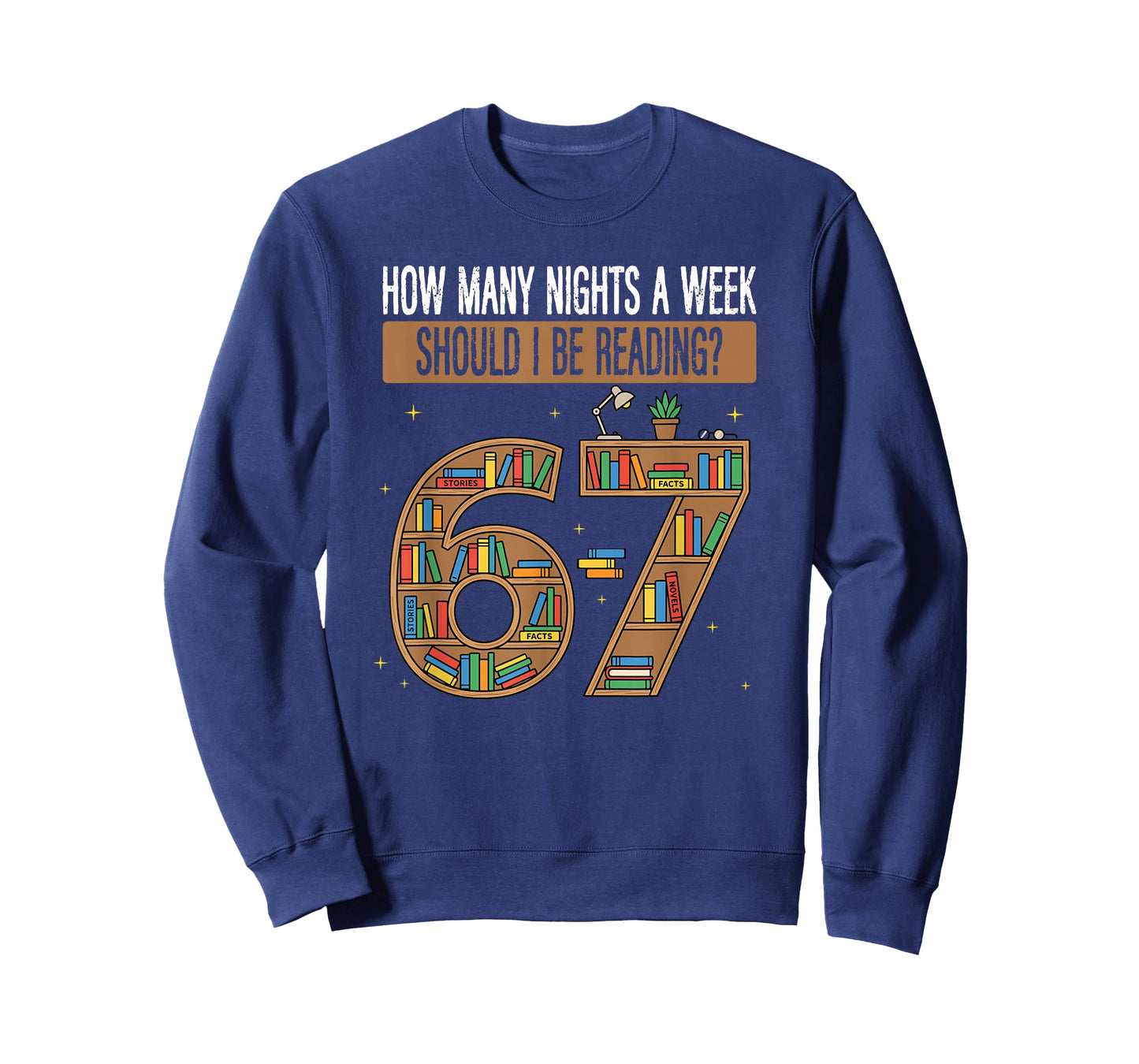 Bookshelf 67 Reading Nights Funny Design T-Shirt