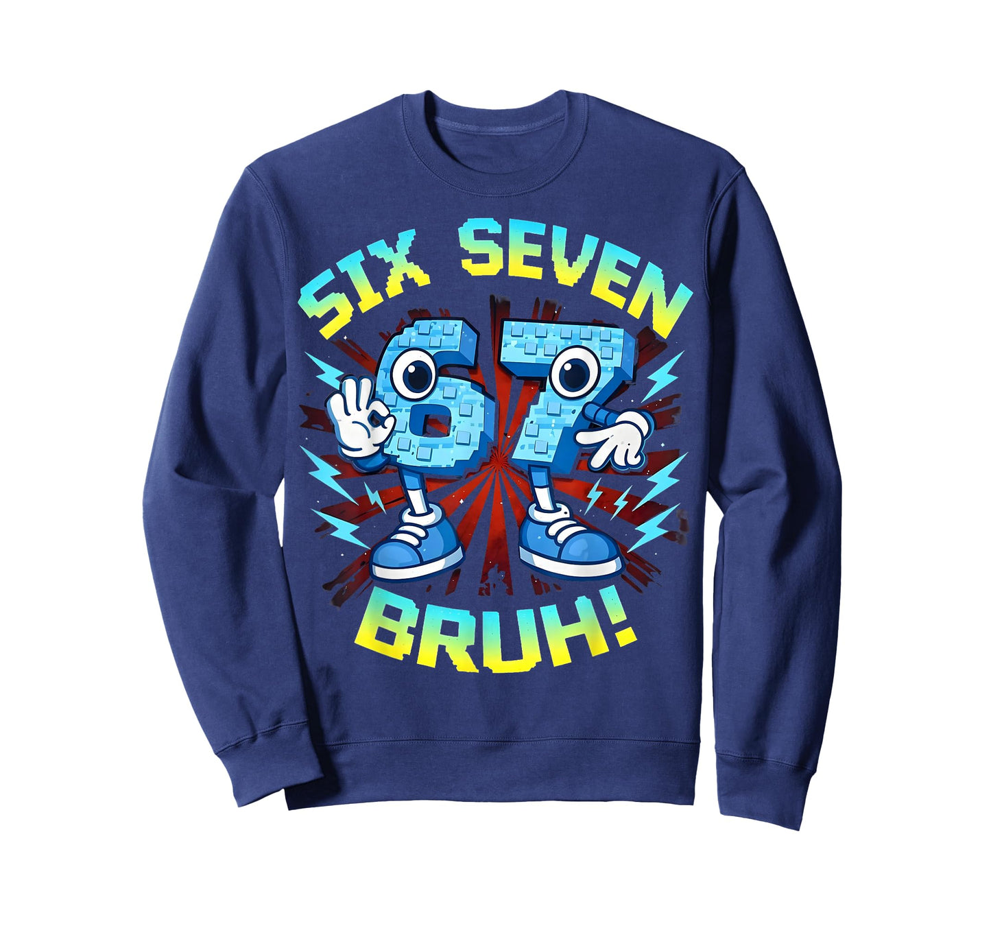 Funny Six Seven Bruh 67 Brainrot Meme Gifts for Boys Kids T-Shirt