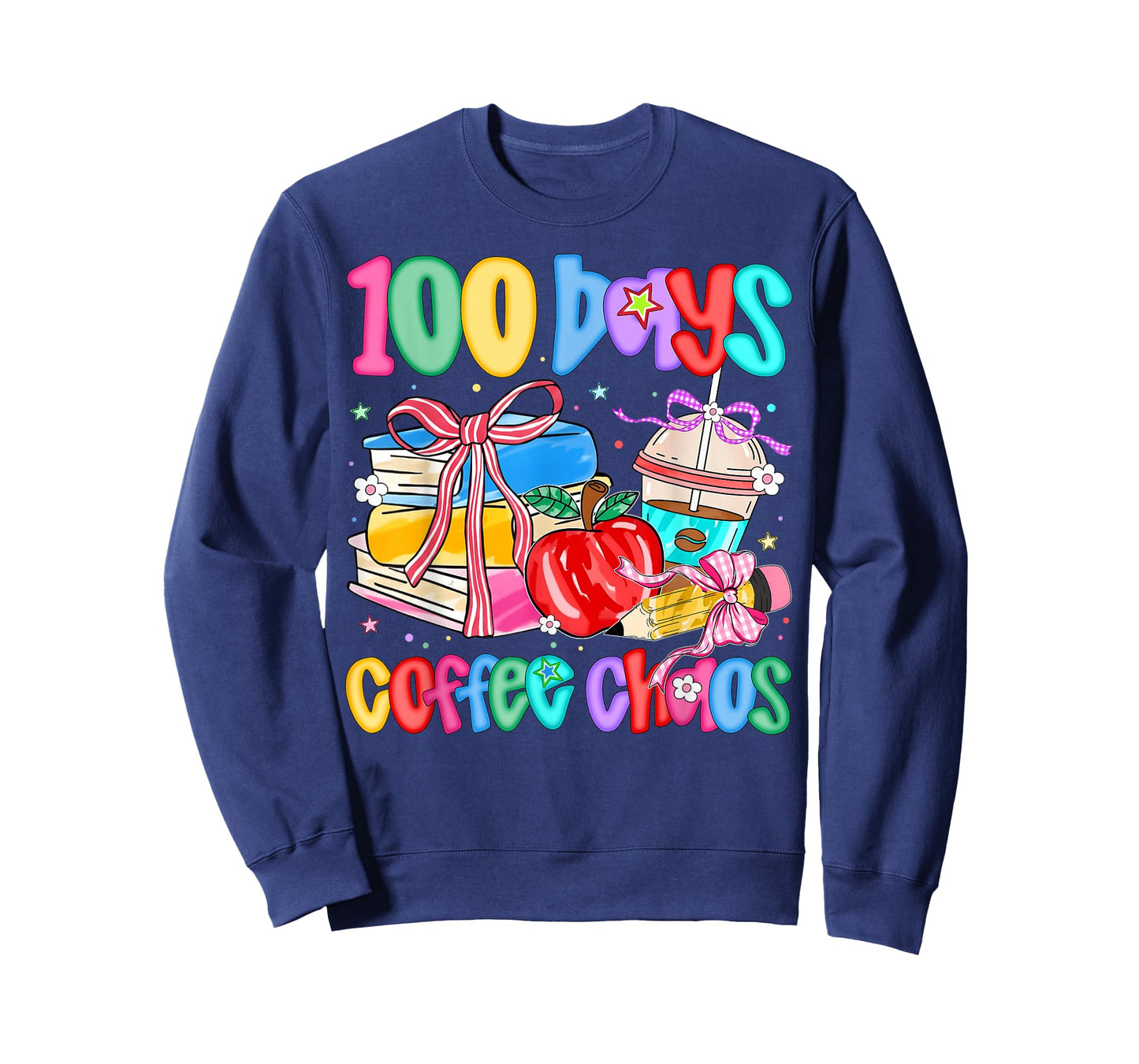 100 Days Coffee Chaos 100 Days of School Girl Teacher T-Shirt