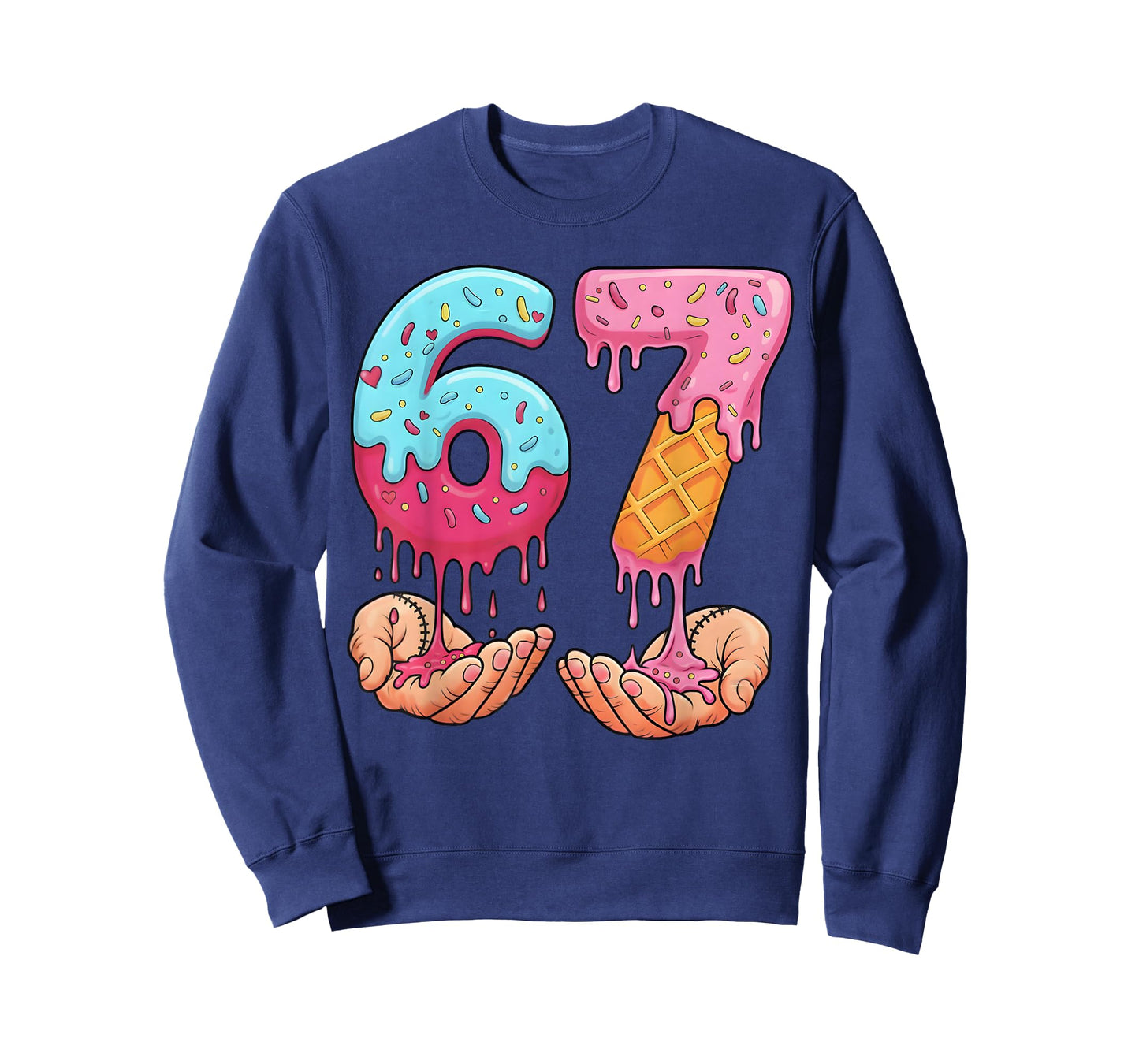 Six Seven Ice Cream Drip Cool Meme 67 Funny Number T-Shirt