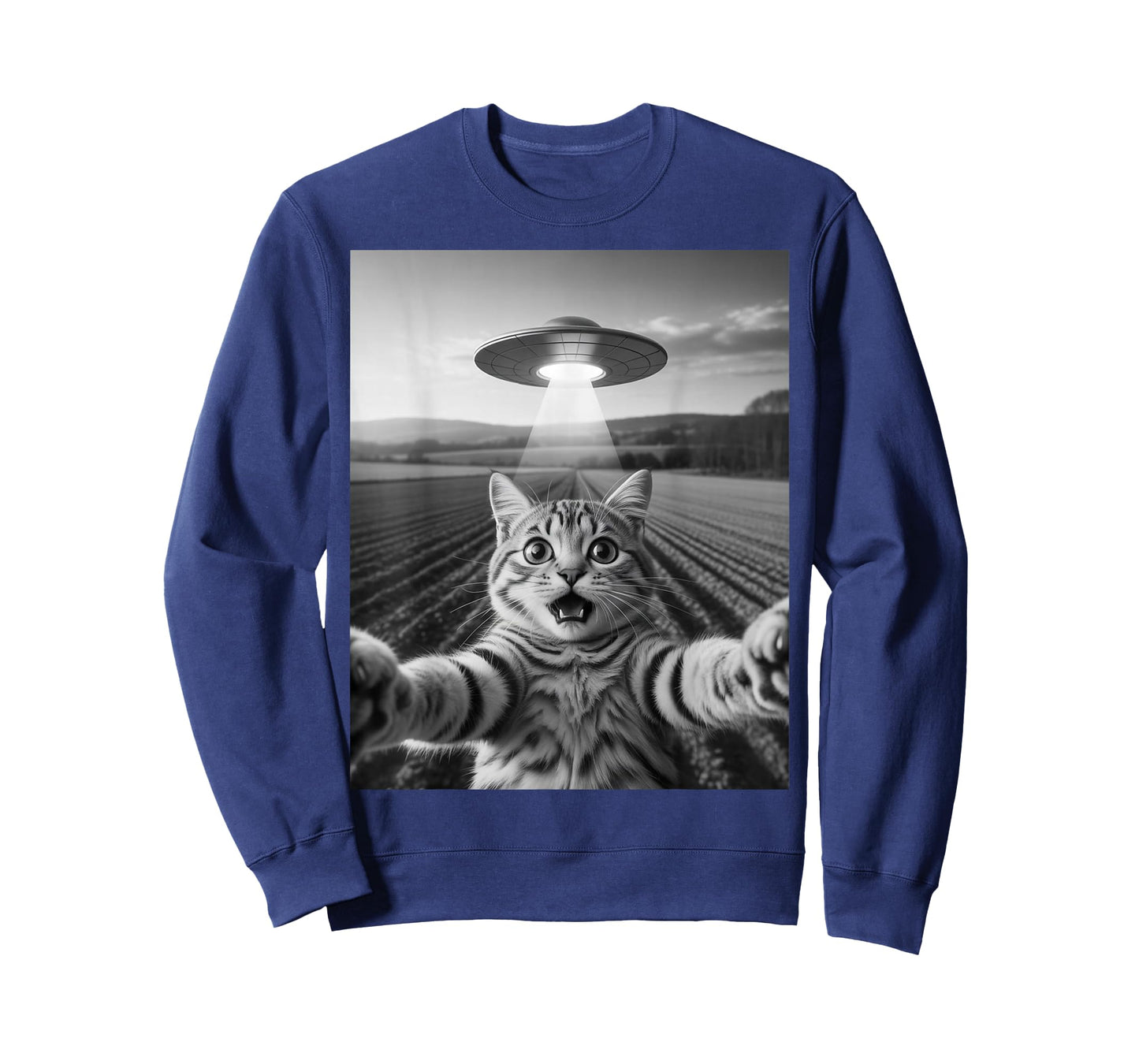 Cat Selfie with UFO Funny Cat for Men Women Kids T-Shirt