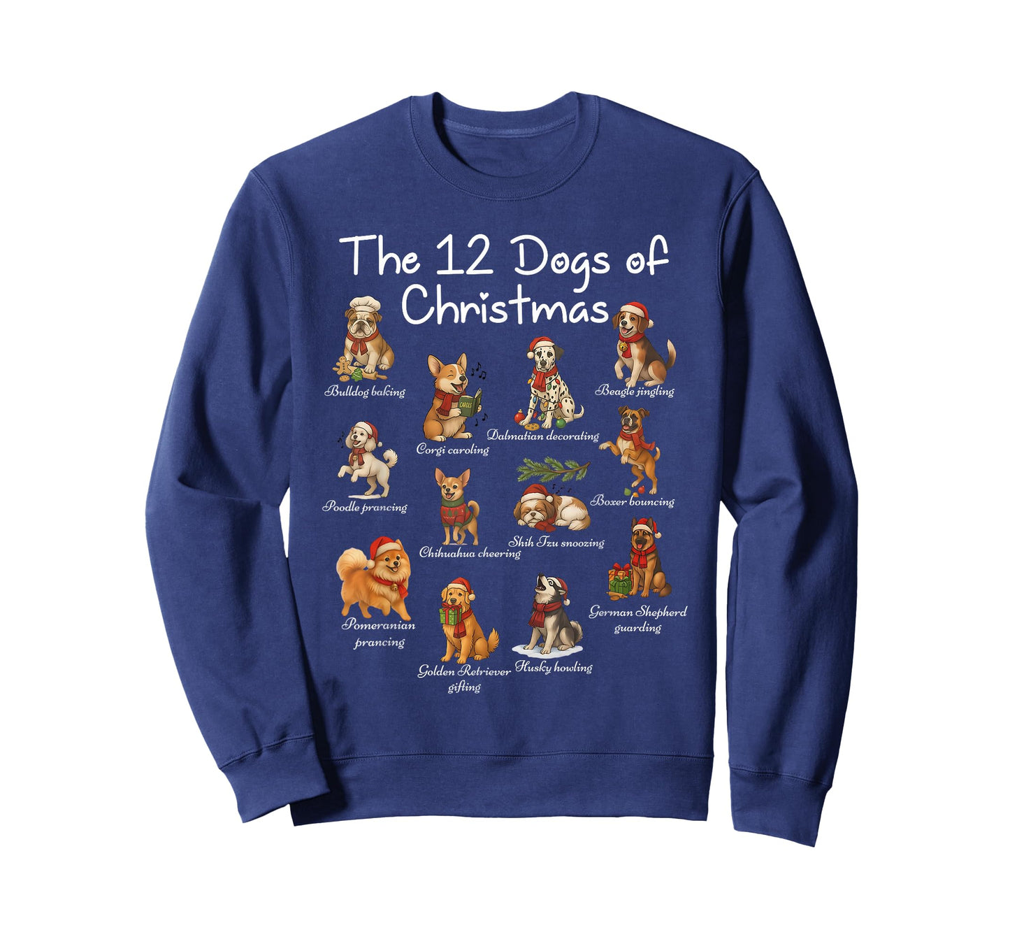 Cute 12 Dogs Xmas Funny Dog Lovers Christmas Dog Mom Dad T-Shirt