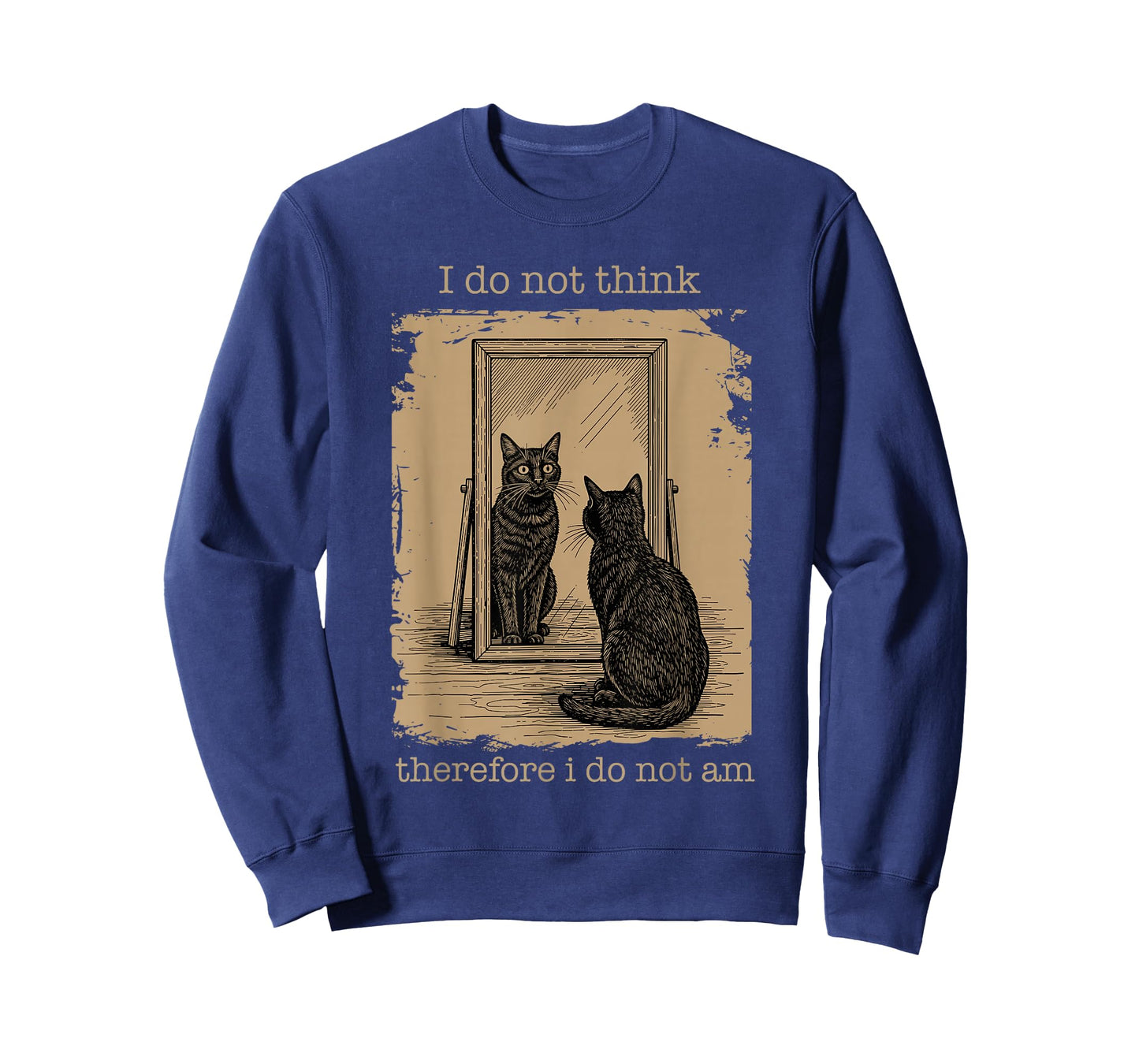Funny I Do Not Think Therefore I Do Not Am, Vintage Meme Cat T-Shirt