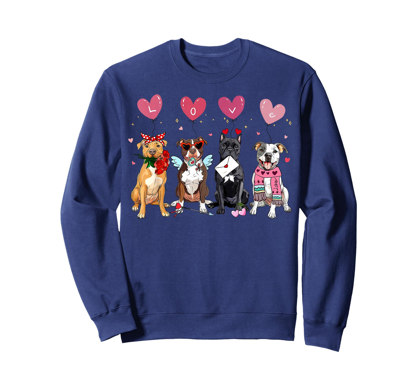 Valentine Pitbull Dog Balloon Heart Dog Mom Animal Lover T-Shirt