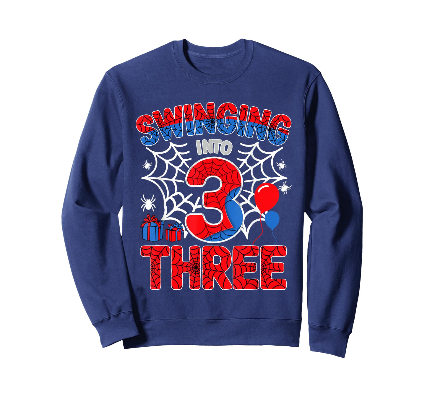 Swinging Into 3 Year Old Boy Funny 3rd Spider Birthday Party T-Shirt
