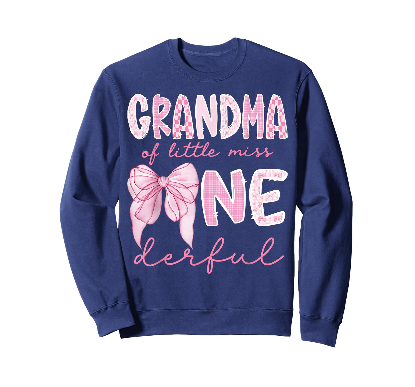 Grandma of Little Miss Onederful First Birthday Girl Bow T-Shirt