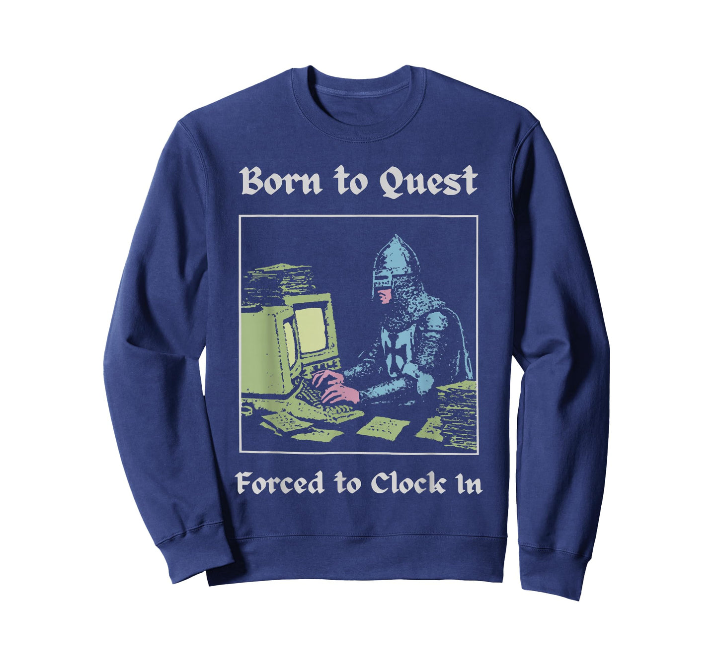 Born to Quest Forced to Clock in Funny Office Fantasy Art T-Shirt