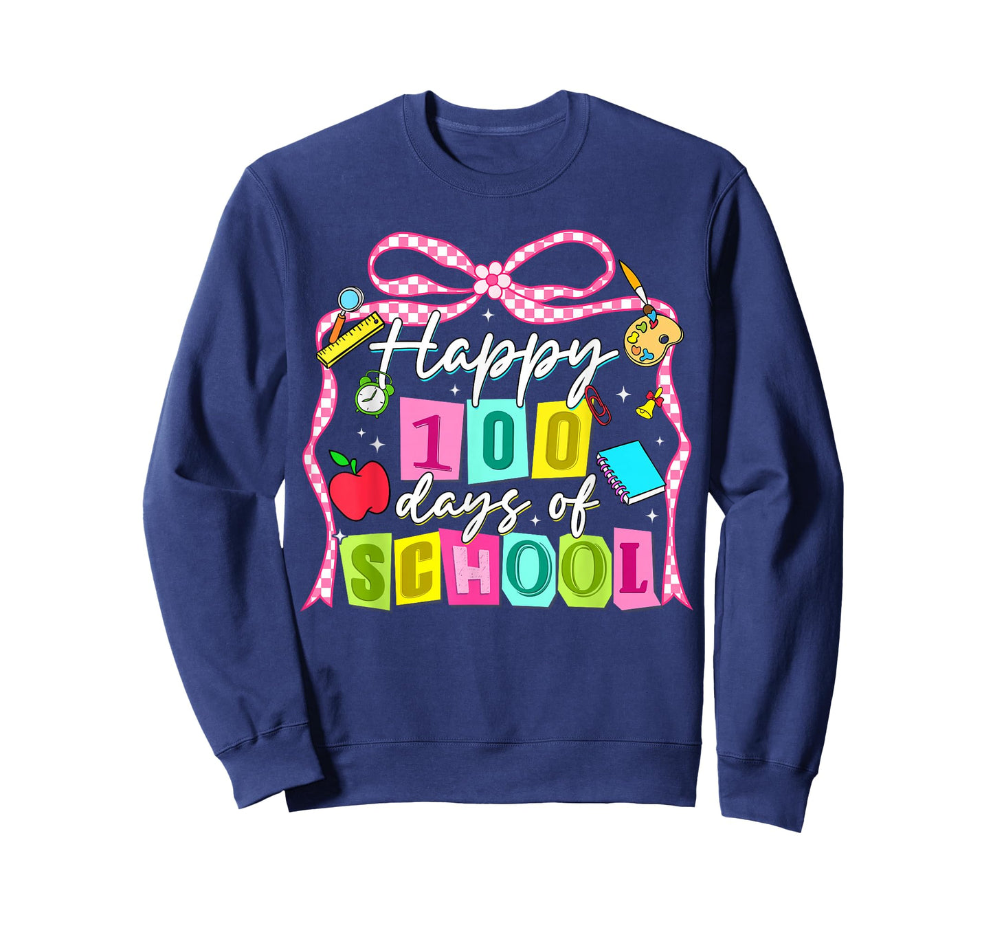 Happy 100 Days of School Cute Coquette Bow Girl Kid Teacher T-Shirt