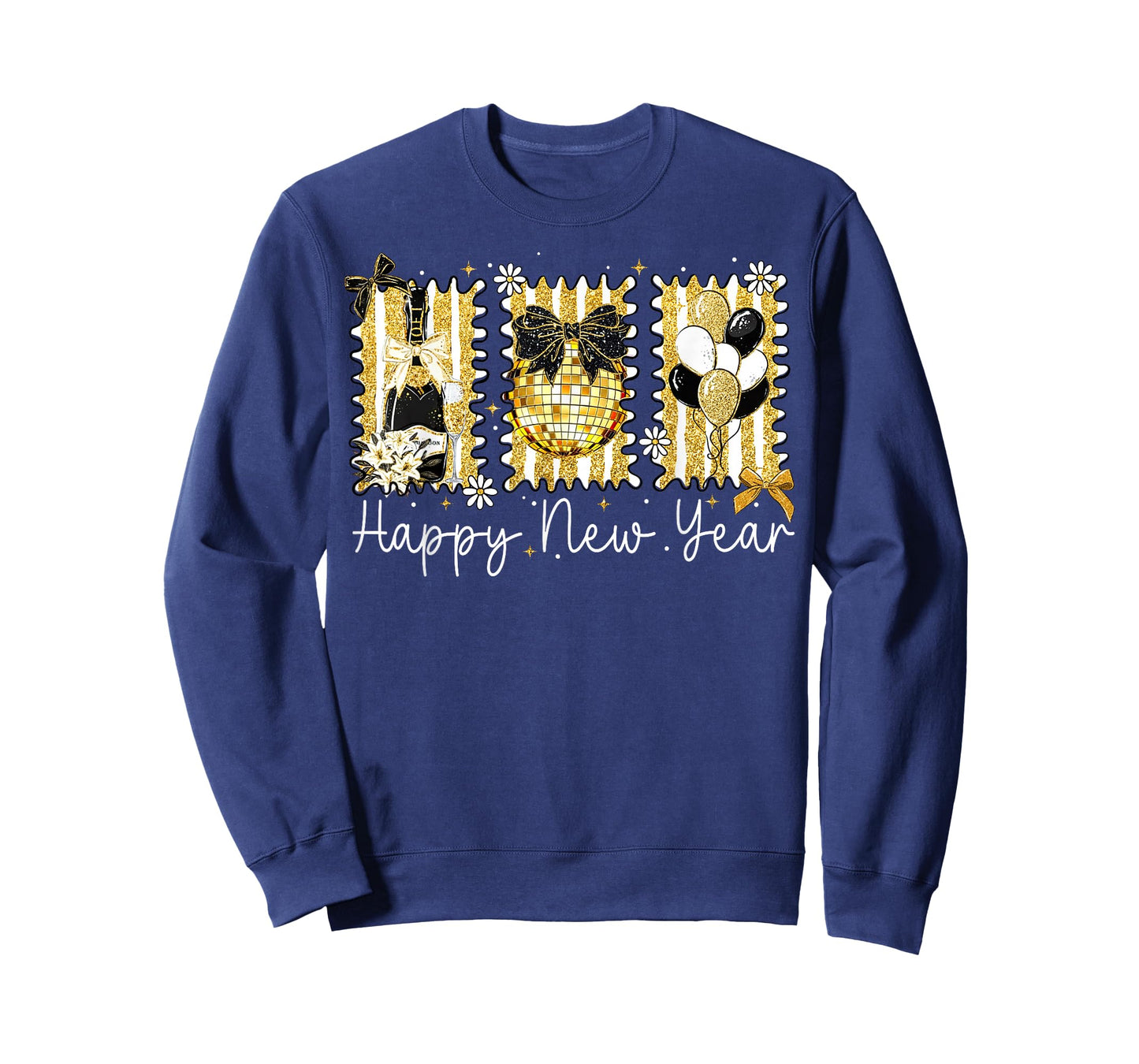 Preppy Happy New Year Disco Ball Champagne Coquette Bow T-Shirt