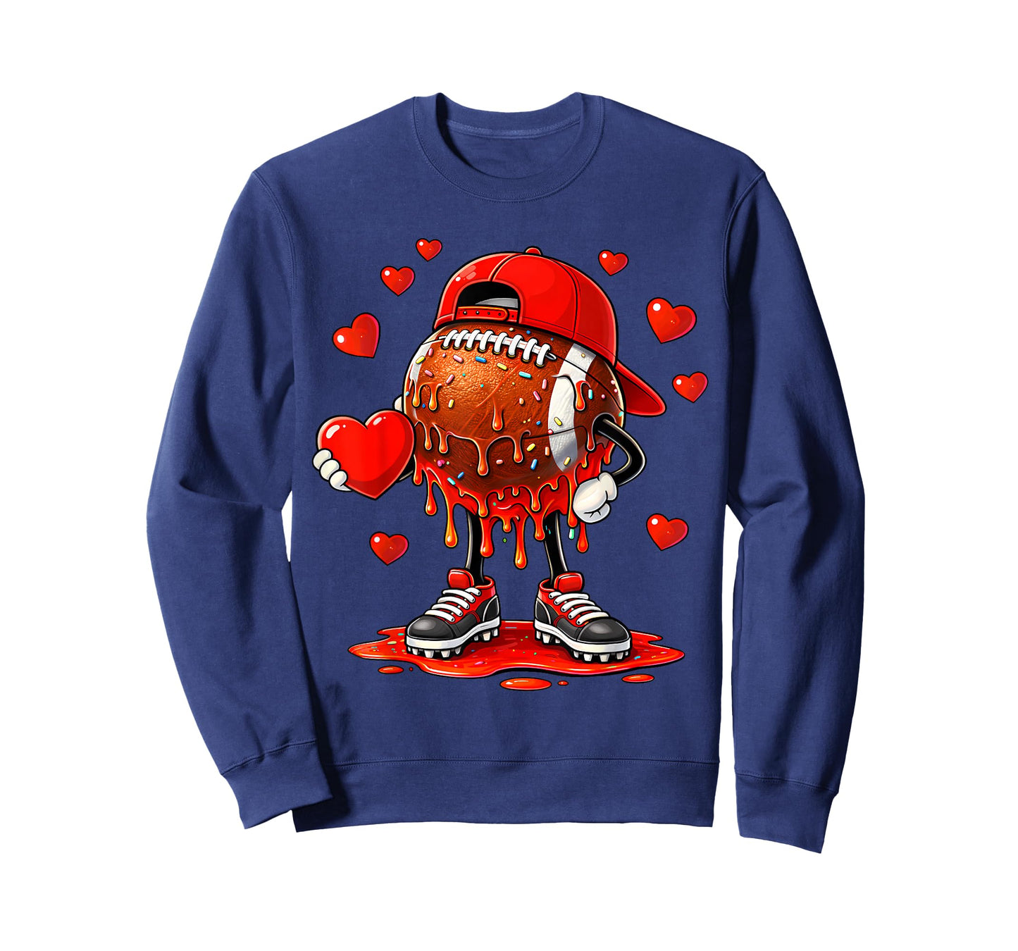 Valentine Football Heart Drip Sport Love Valentines Day Boys T-Shirt