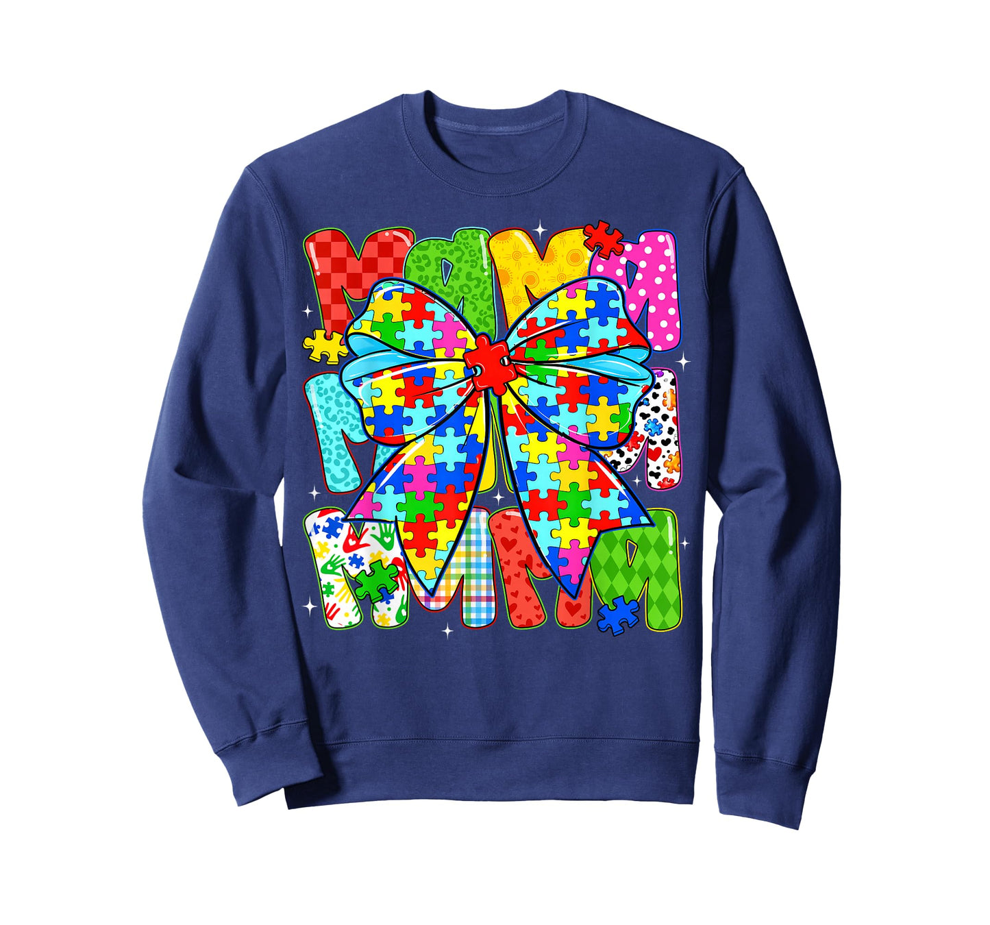 Autism Awareness Mama Puzzle Piece Coquette Bow Ribbon Women T-Shirt