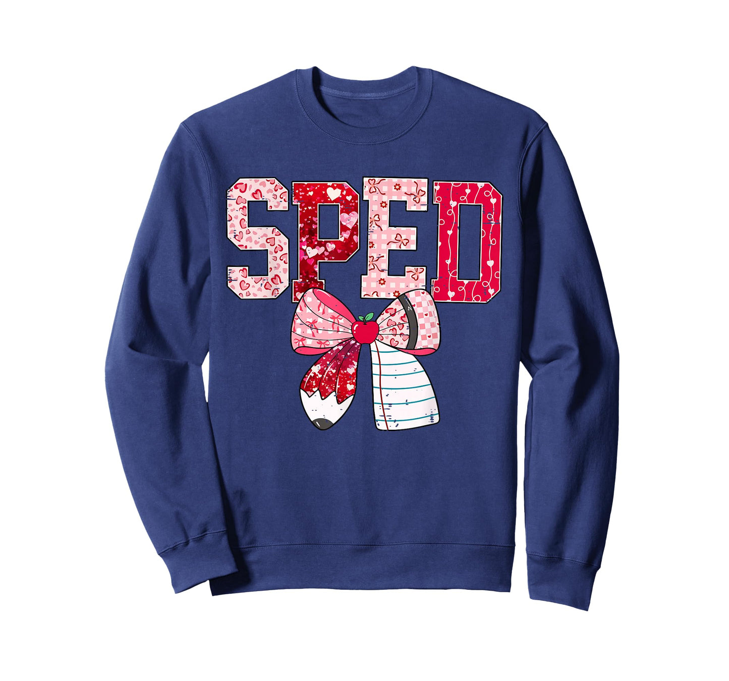 Coquette Bow Pencil Funny Sped Teacher Valentine Red Hearts T-Shirt
