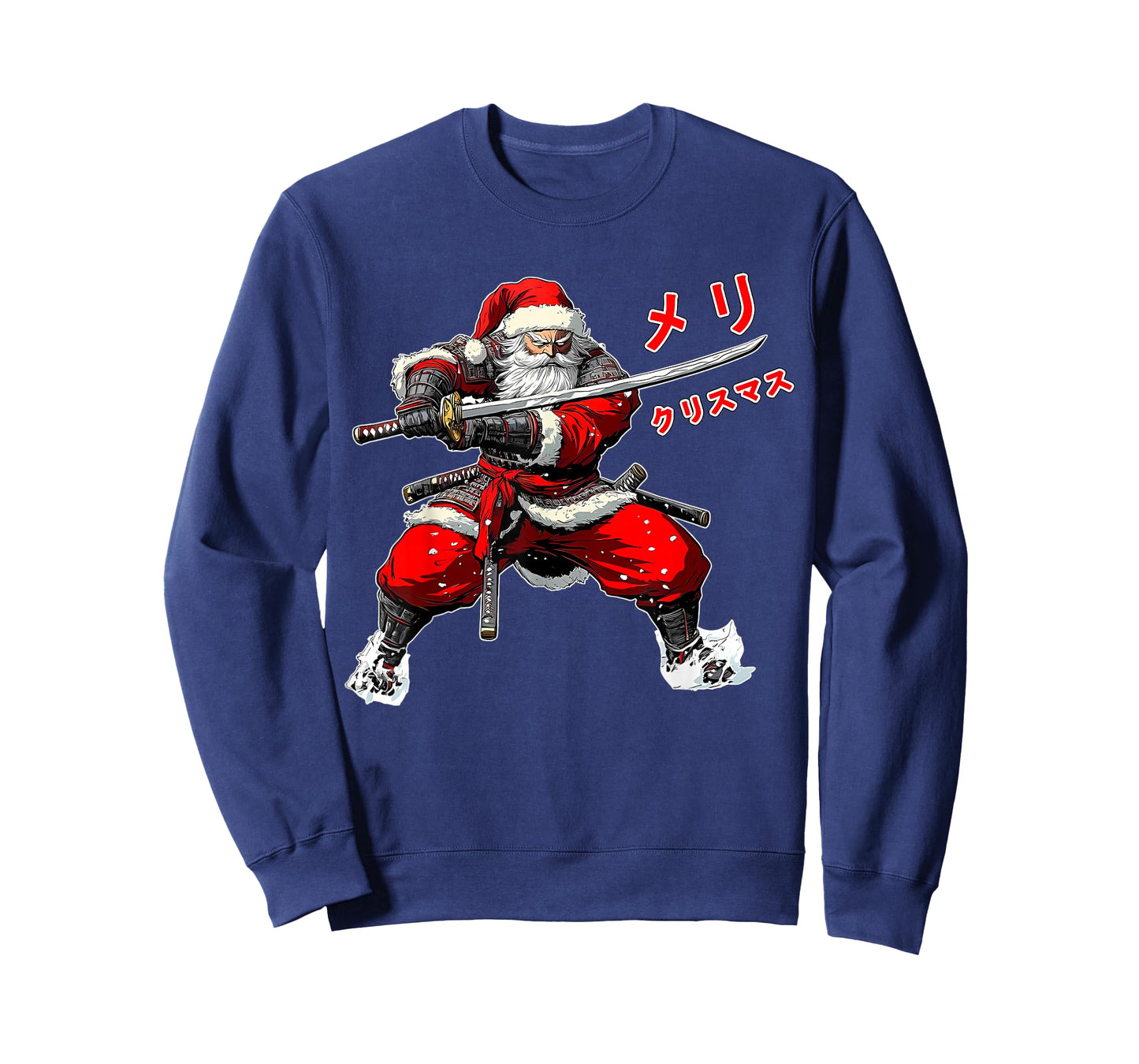 Santa Warrior Merry Christmas Anime Manga Japan Writing Xmas T-Shirt