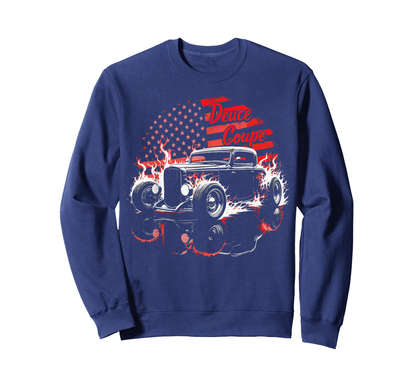 1932 Deuce Coupe Classic Flame Silhouette USA Flag T-Shirt
