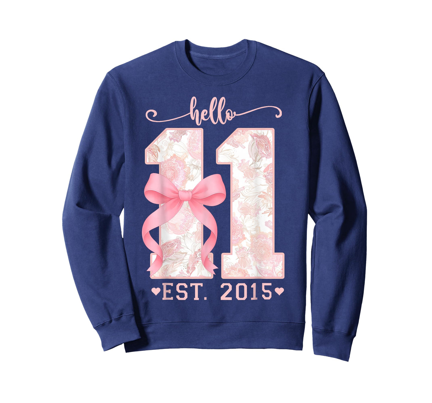 Hello Eleven Est 2015 Pink Coquette Bow 11th Birthday Girl T-Shirt