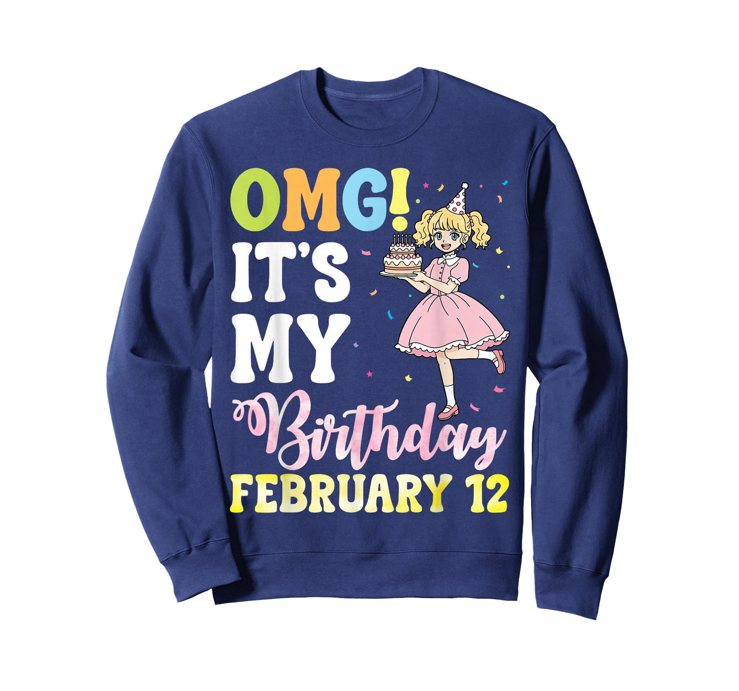 OMG It's My Birthday On February 12 Cute Girl with Presents T-Shirt