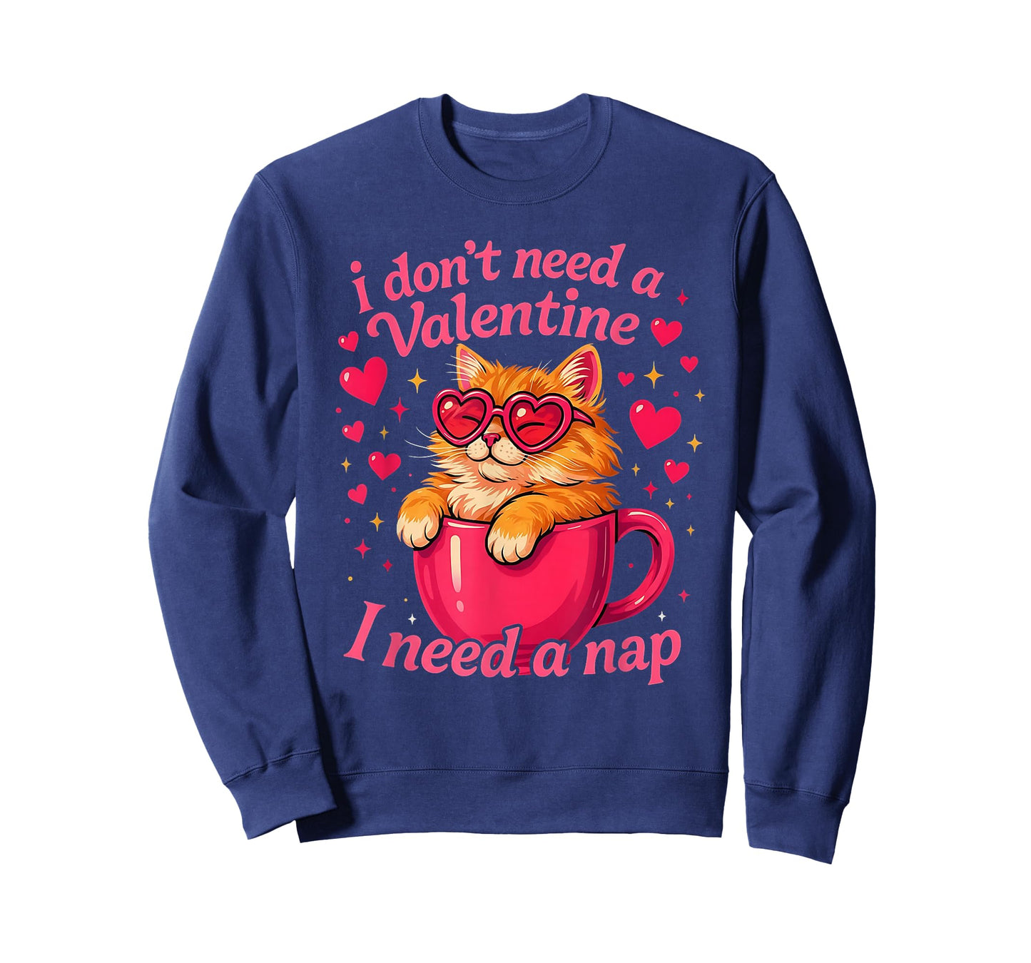 Valentine Cat Nap Funny Cozy Sleep Design T-Shirt