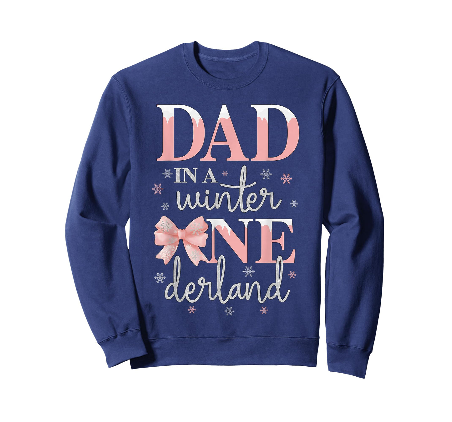 Dad in a Winter Onederland Birthday Girl Bow Snowflake T-Shirt