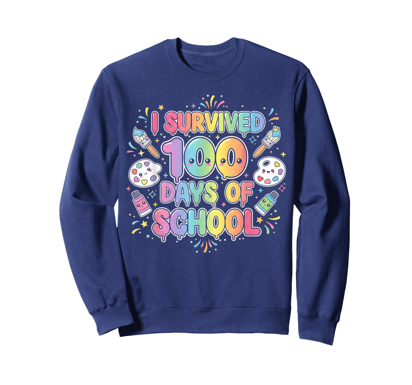 Cute I Survived 100 Days of School Art Teacher Kawaii Paint T-Shirt