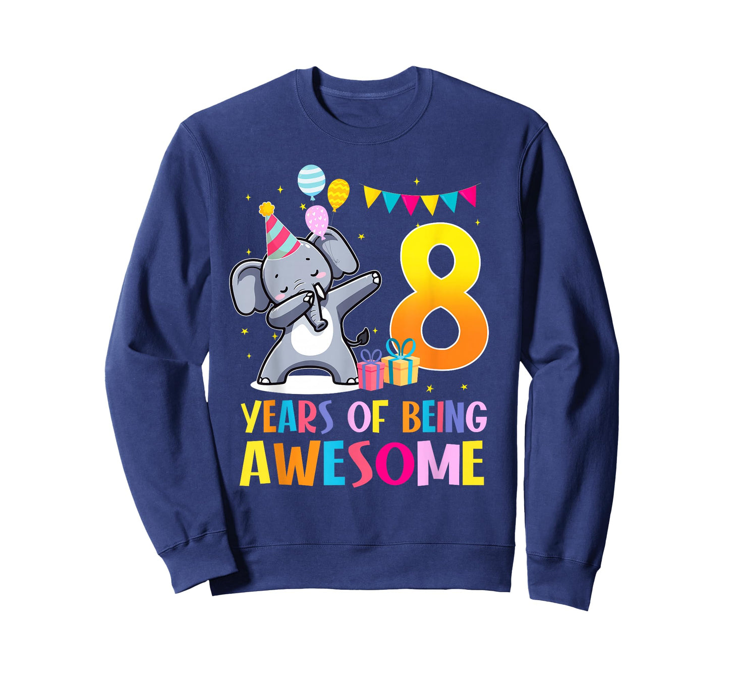 8 Years of Being Awesome Dabbing Elephant Birthday 8th T-Shirt