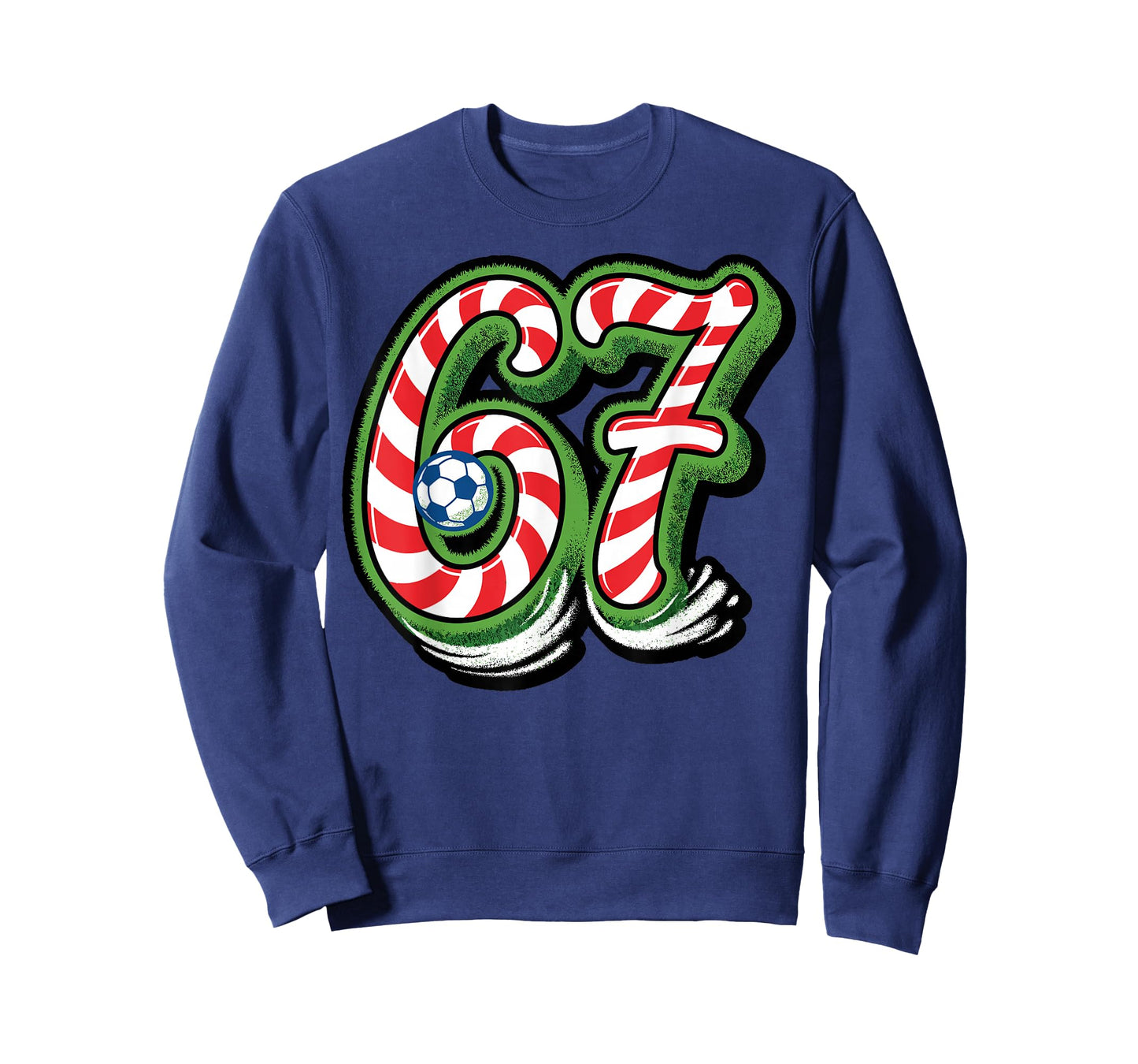 Candy Cane 67 Soccer Ball Christmas Funny Sports T-Shirt