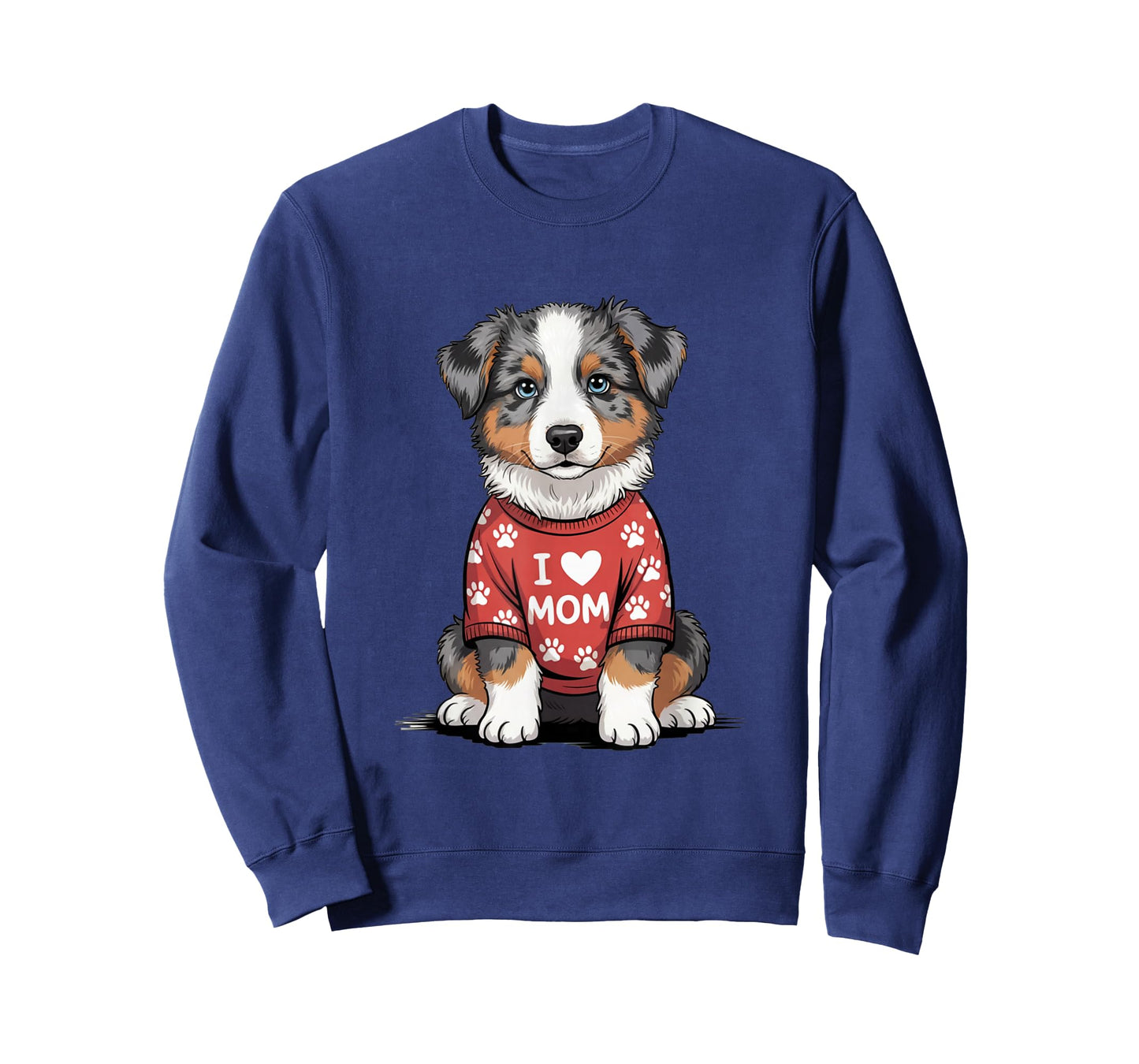 Womens I Love Mom Australian Shepherd T-Shirt Aussie Dog Mom T-Shirt