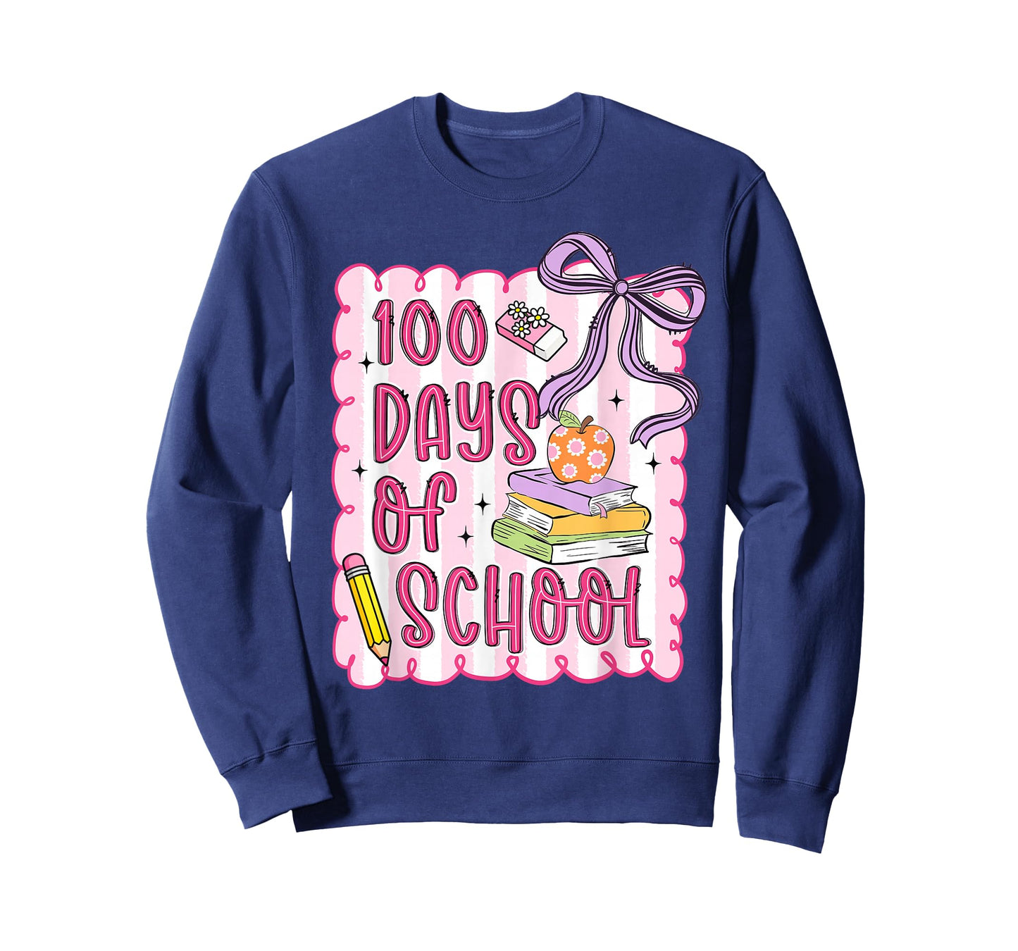 Preppy 100 Days of School Coquette Bow Pencil Teacher Girl T-Shirt