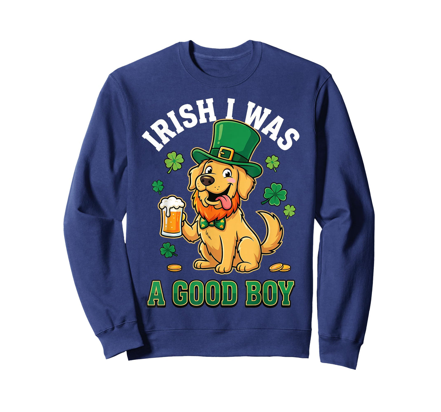 Funny St Patricks Day Golden Retriever Dog Irish Shamrock T-Shirt