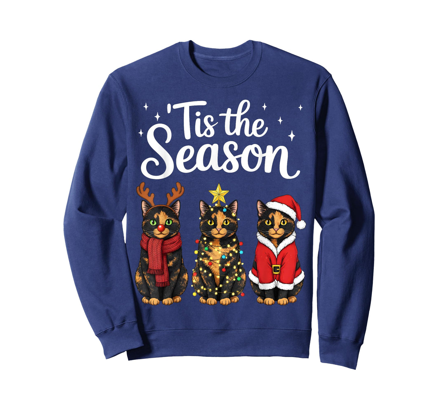 Tis The Season Tortoiseshell Cat Christmas Santa T-Shirt